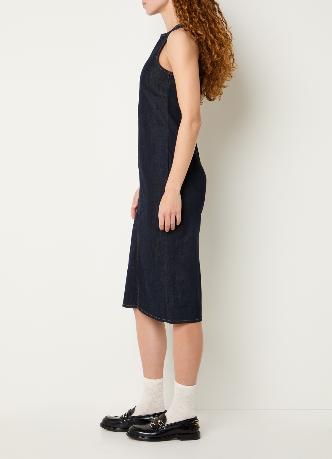Levi's Column midi kokerjurk van denim  - voorkant 4 indigo