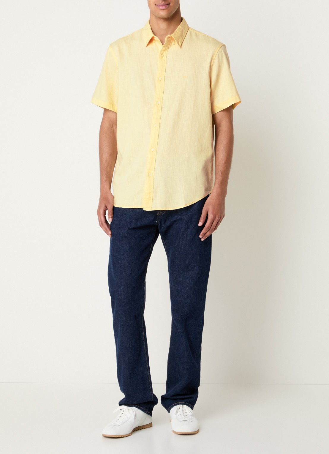 Levi's Comfort fit overhemd in linnenblend met structuur - voorkant 3 lichtgeel