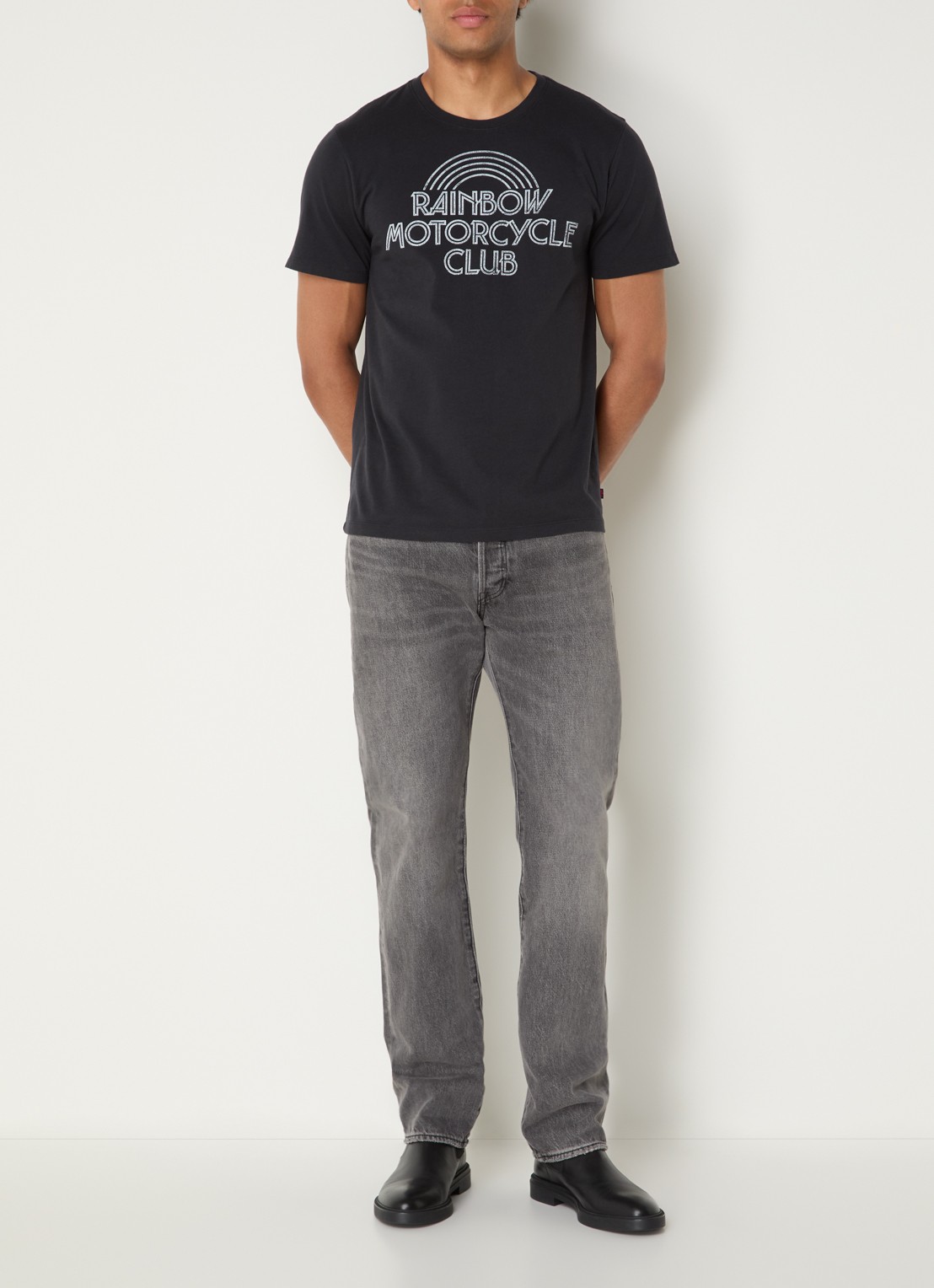 Levi's Community T-shirt met front- en backprint - voorkant 4 zwart