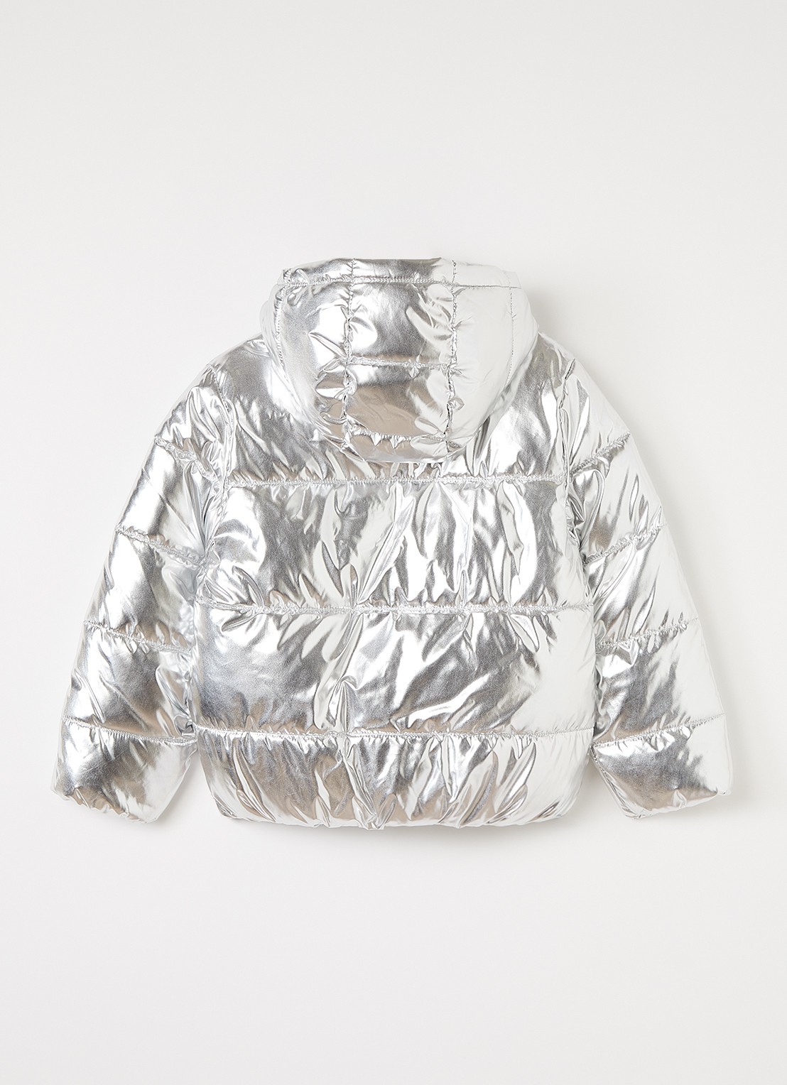 Levi's Core puffer jack met glanzende finish - achterkant 3 zilver