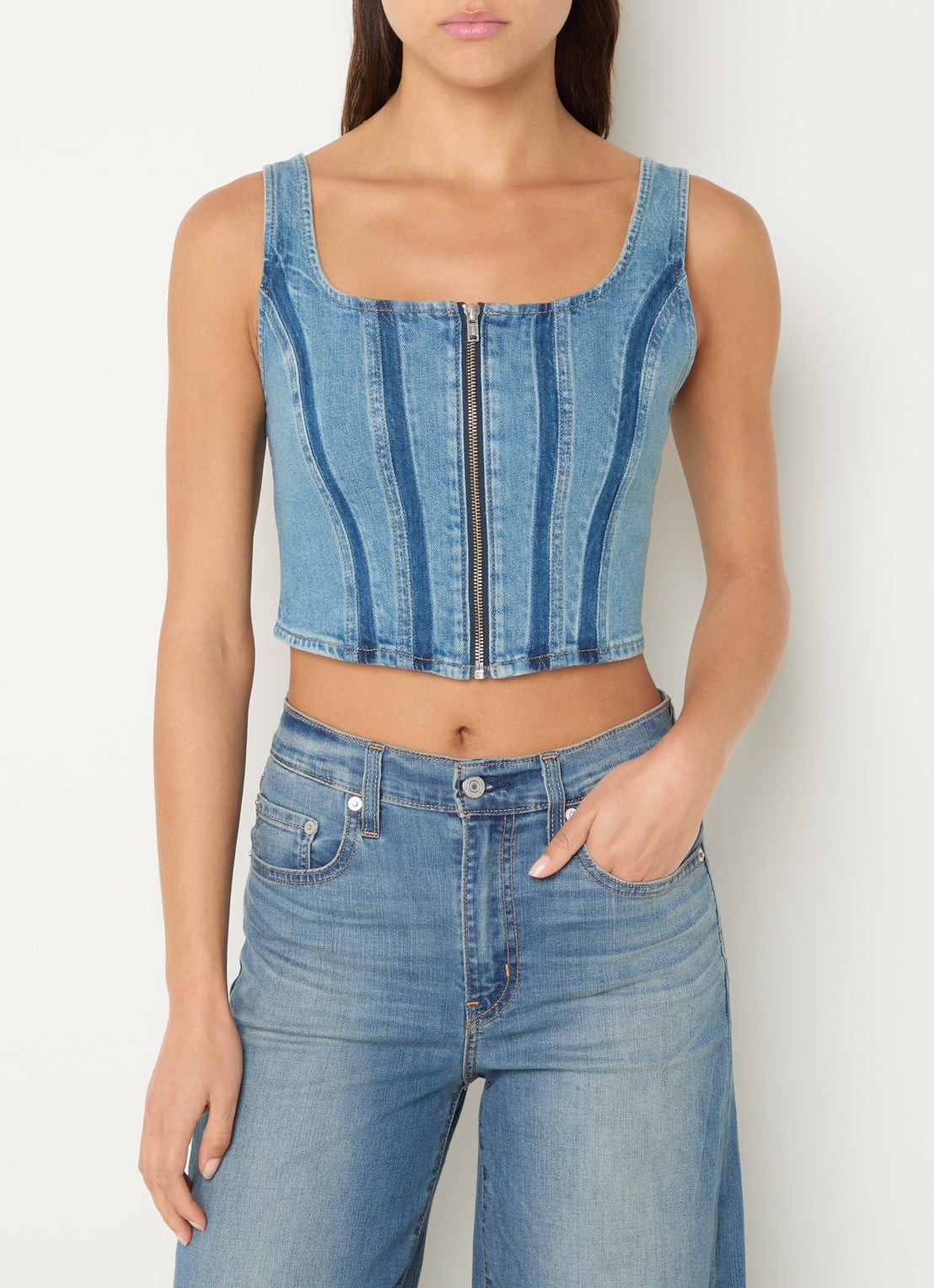 Levi's Crop top van denim - detail 3 indigo