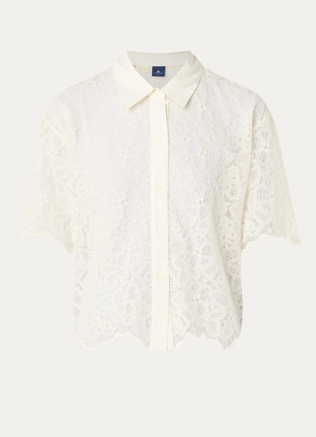 Levi's Cropped blouse van kant - voorkant 3 gebroken wit