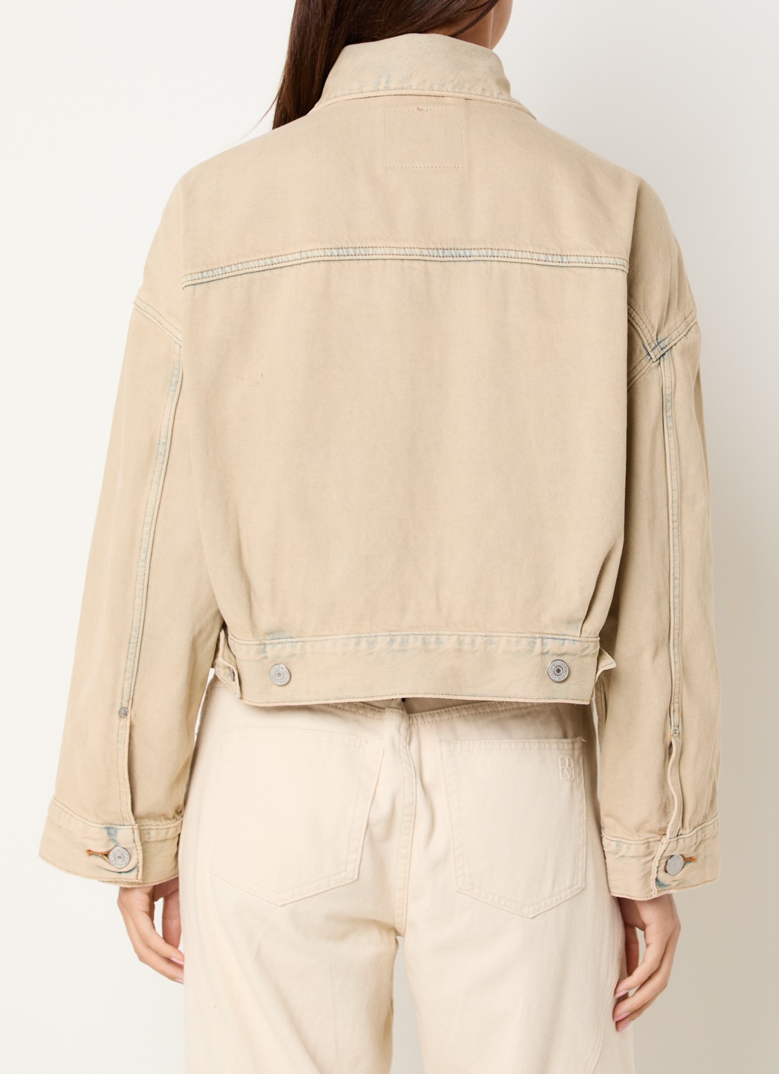 Levi's Cropped jack met verwassen afwerking - achterkant 4 beige