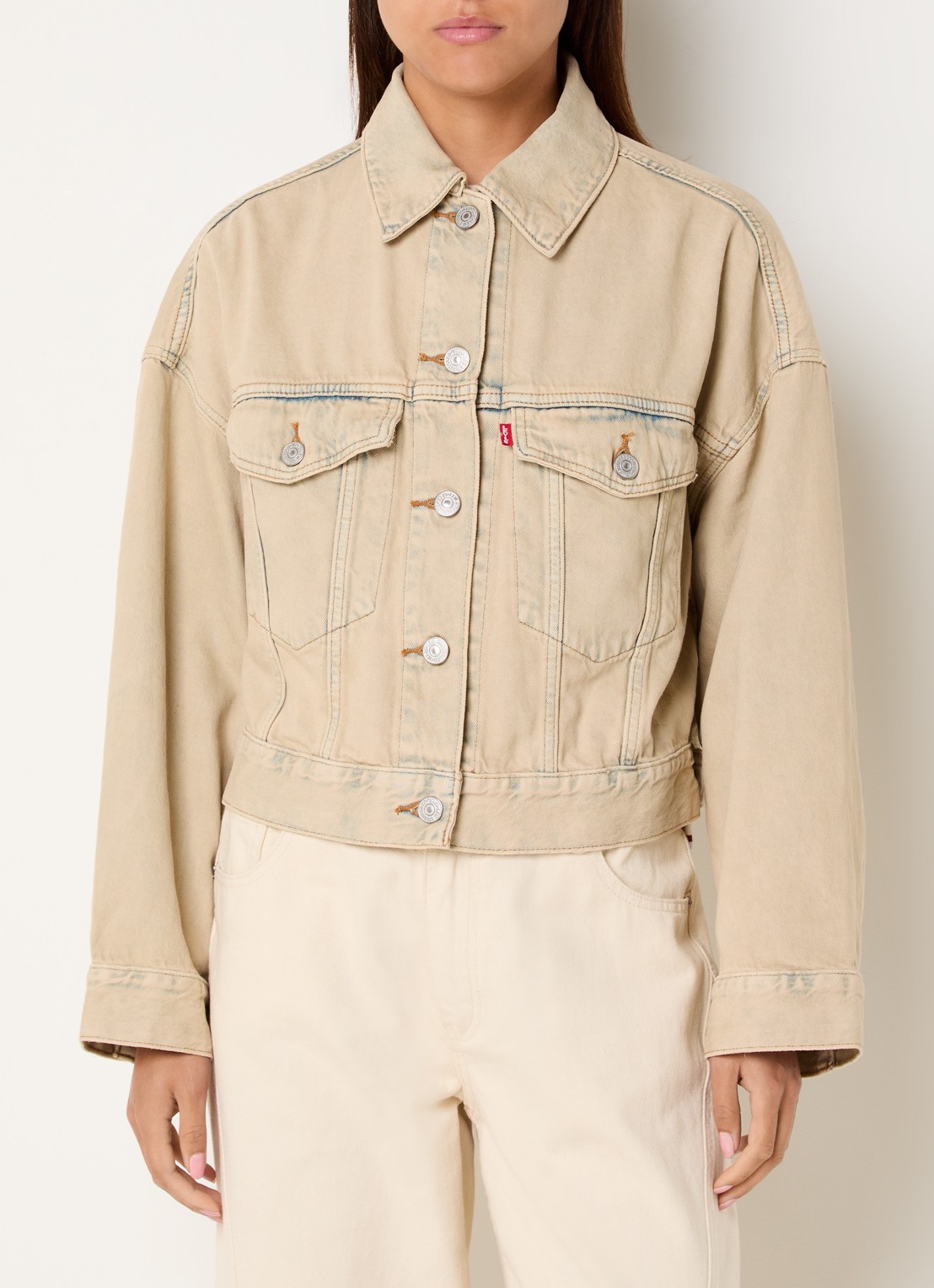 Levi's Cropped jack met verwassen afwerking - detail 3 beige