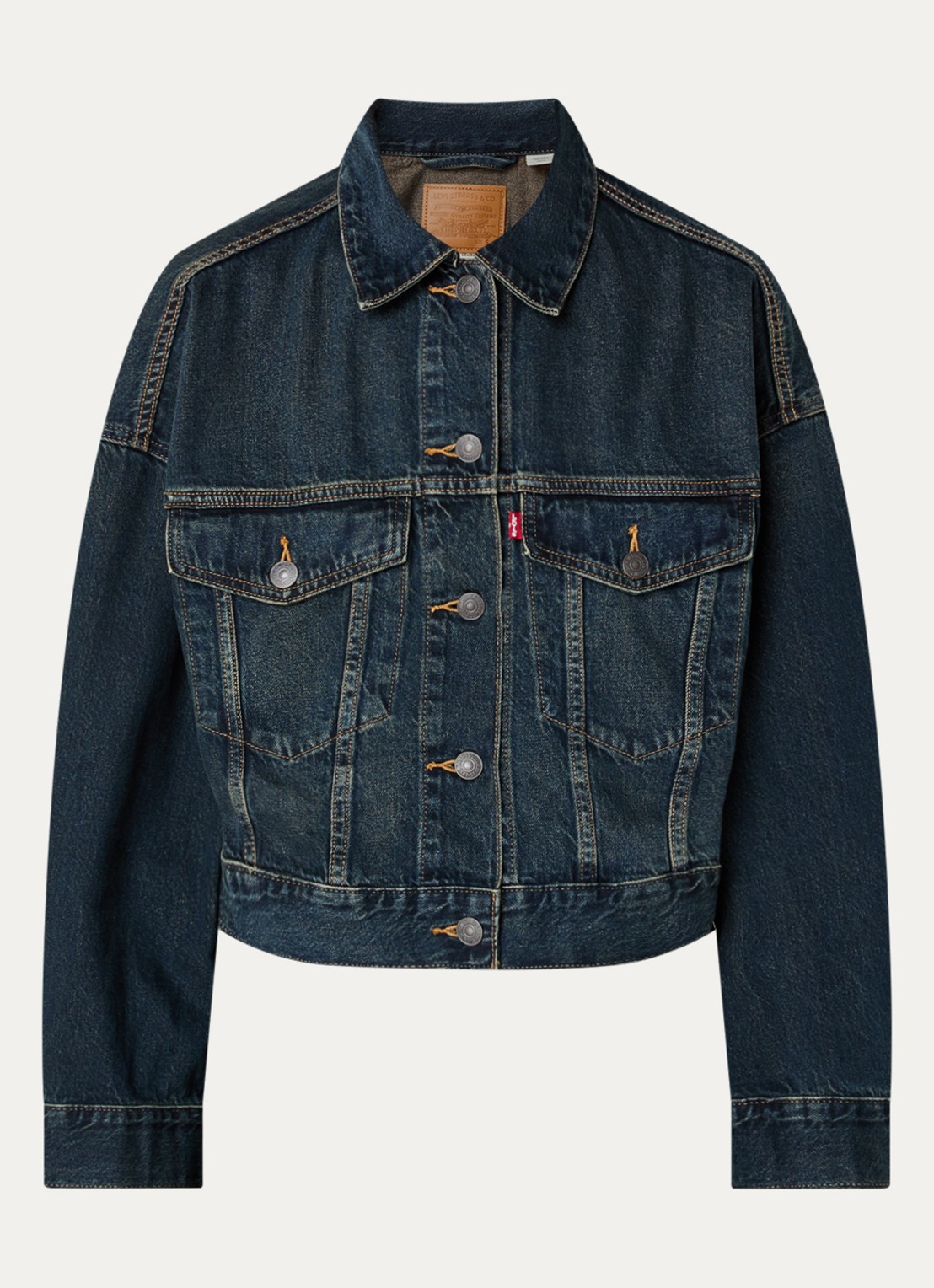 Levi's Cropped spijkerjas met klepzakken - voorkant 3 indigo