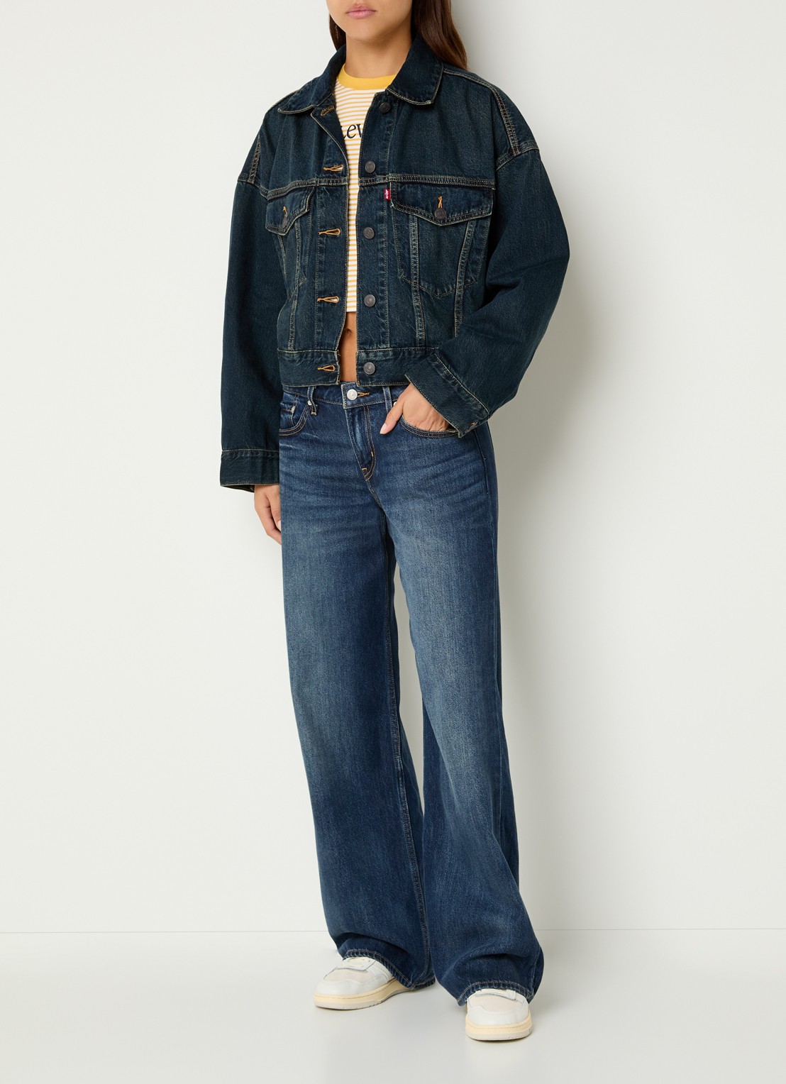Levi's Cropped spijkerjas met klepzakken - voorkant 4 indigo