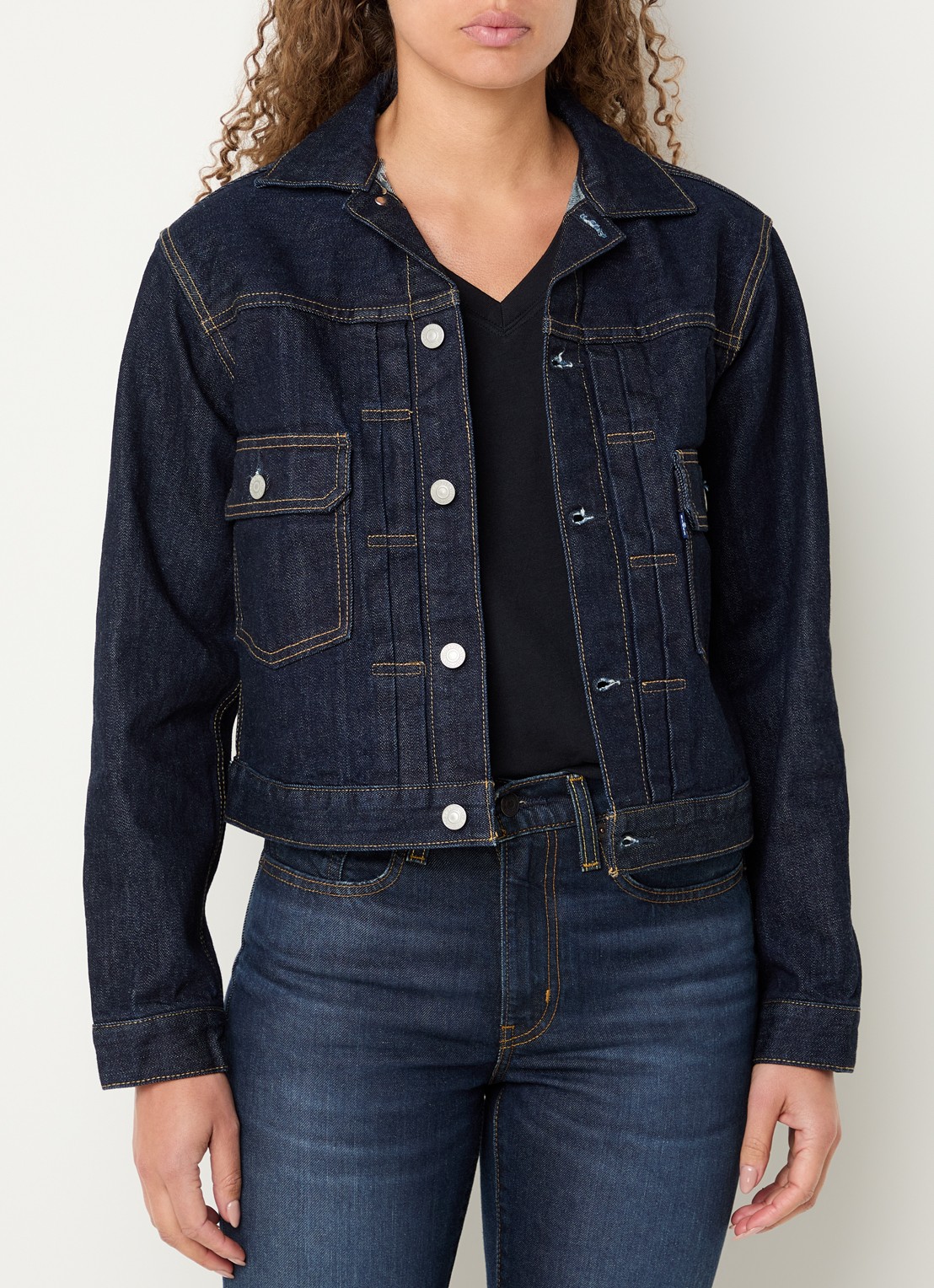 Levi's Cropped spijkerjas met opgestikte zakken - detail 3 donkerblauw
