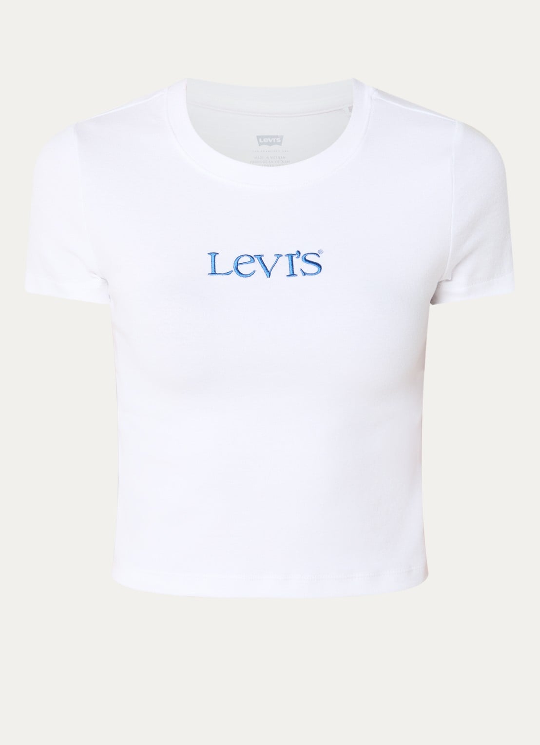 Levi's Cropped T-shirt met logoborduring - voorkant 2 wit