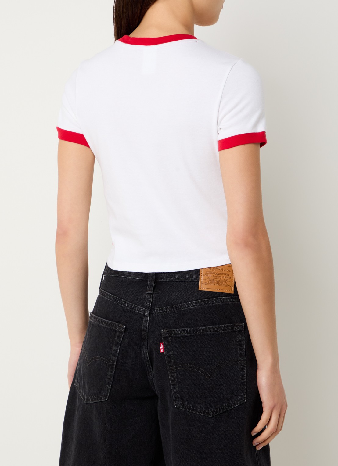 Levi's Cropped T-shirt met logoprint - achterkant 4 wit