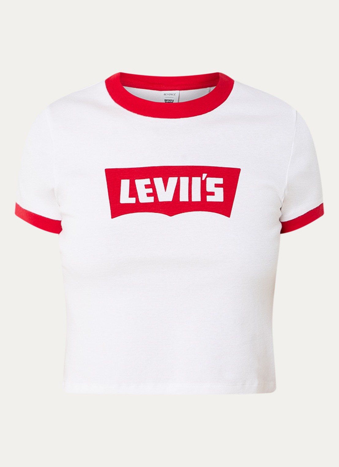 Levi's Cropped T-shirt met logoprint - voorkant 2 wit