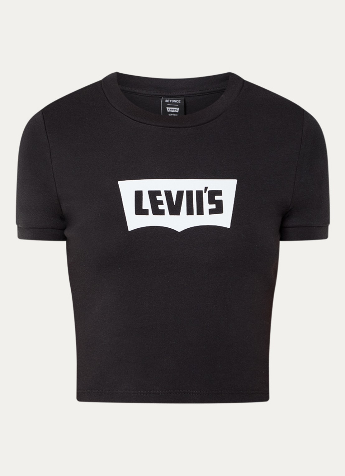 Levi's Cropped T-shirt met logoprint - voorkant 2 zwart