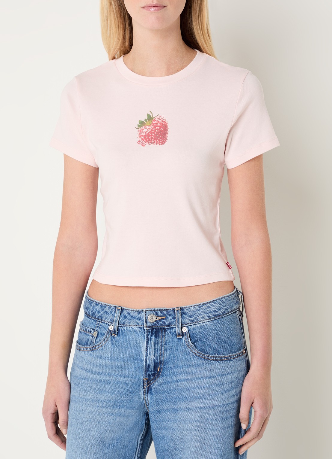 Levi's Cropped T-shirt met print - detail 4 lichtroze