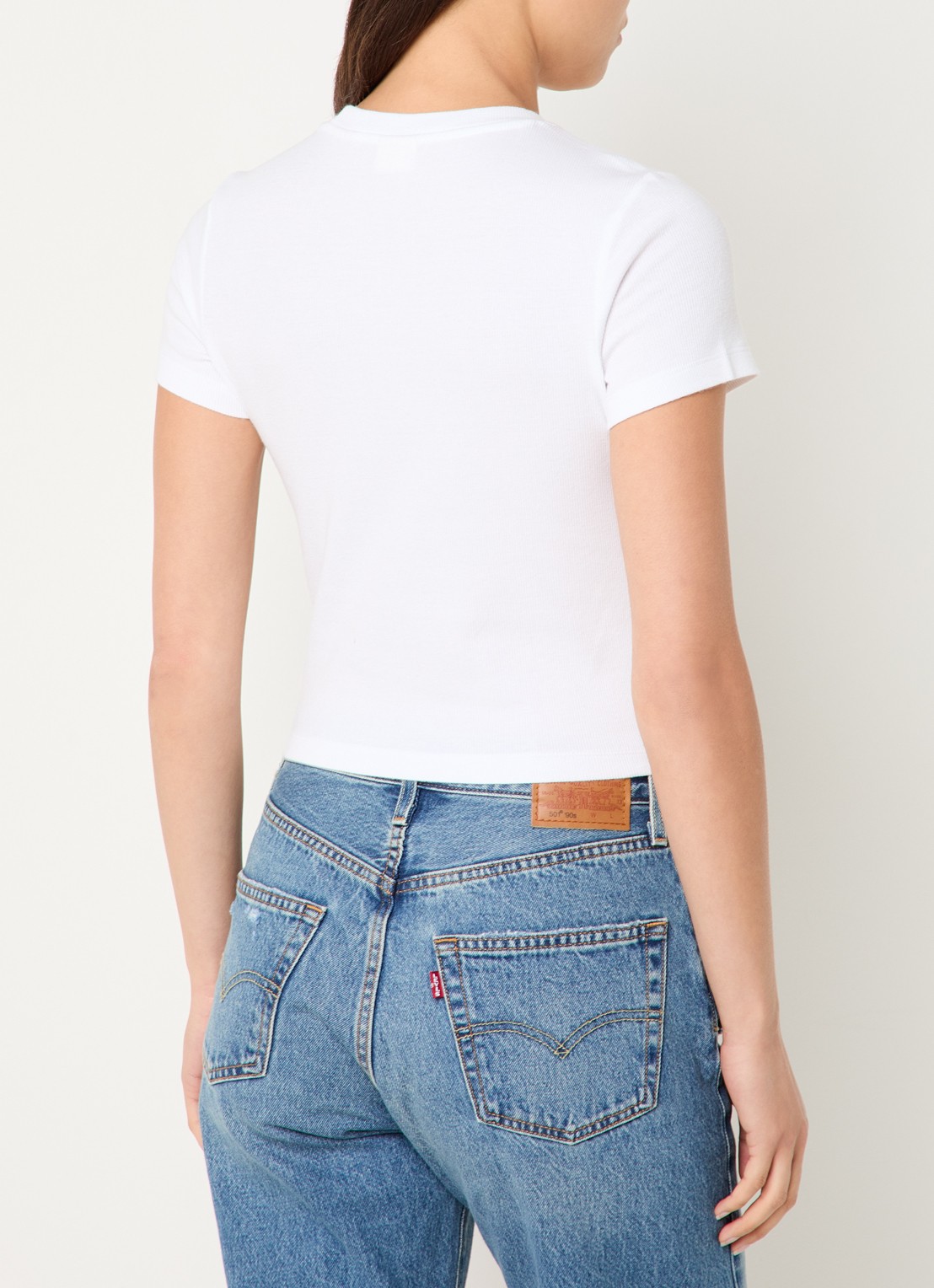Levi's Cropped T-shirt met ribstructuur - achterkant 3 wit