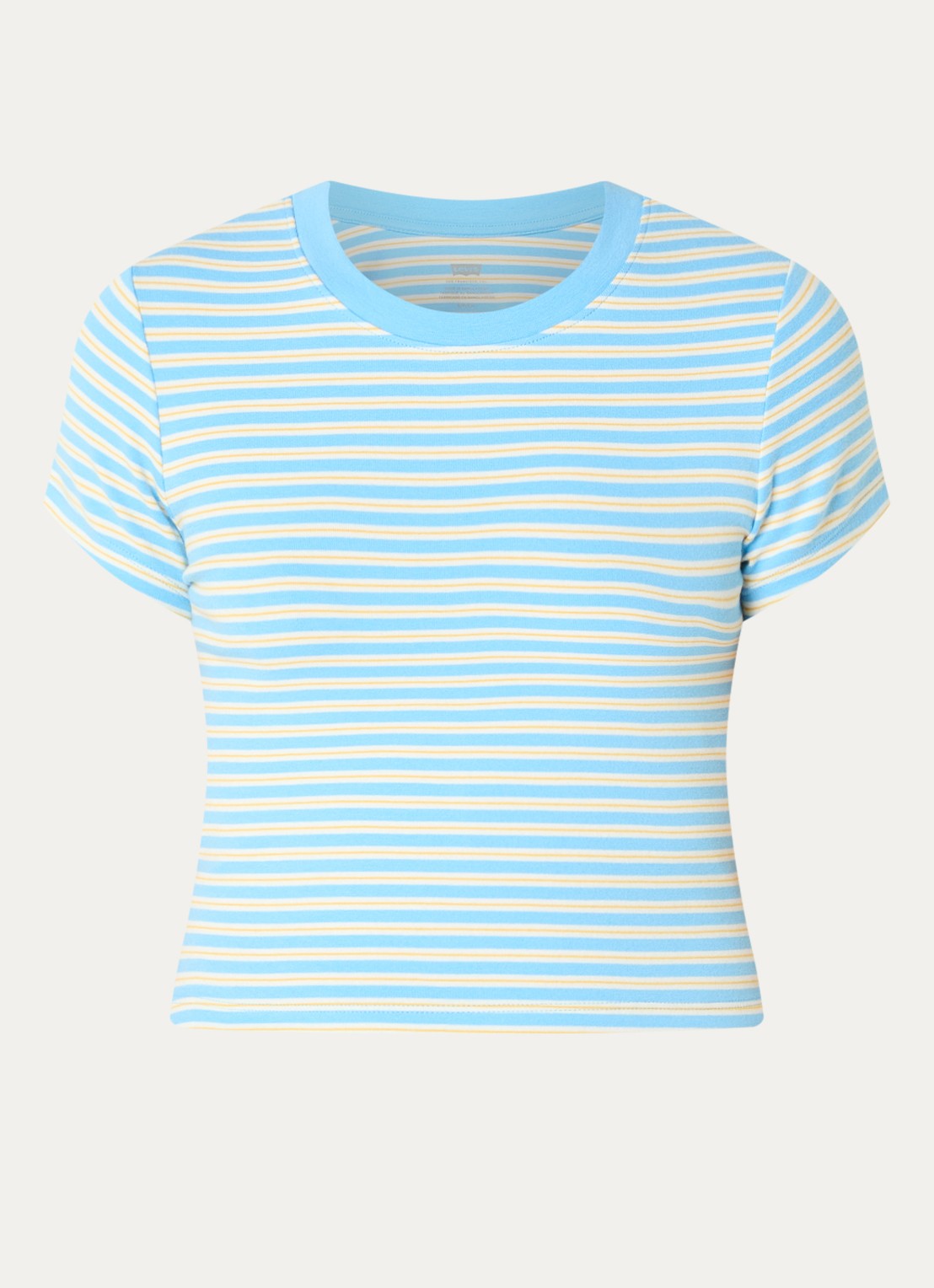 Levi's Cropped T-shirt met streepprint - voorkant 2 lichtblauw