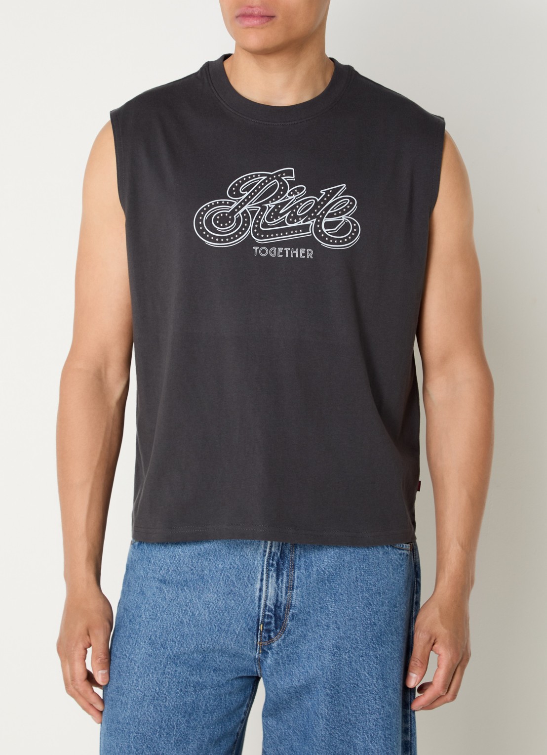 Levi's Cropped tanktop met strass - detail 3 antraciet