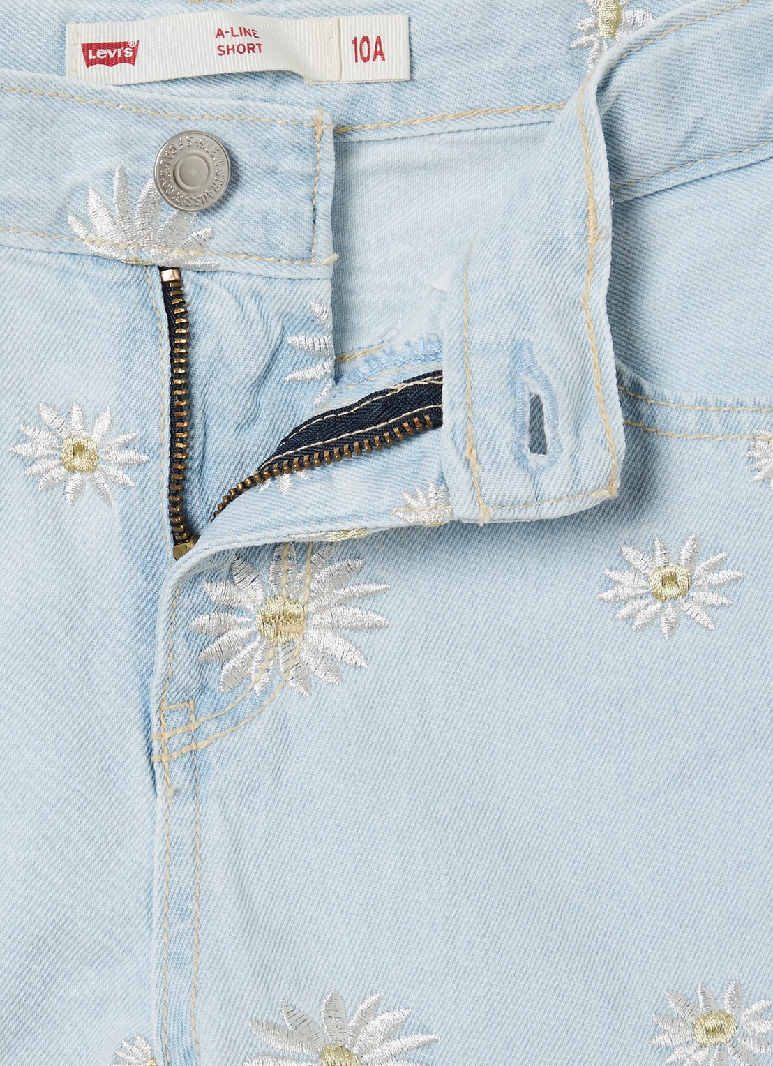 Levi's Daisy wide leg korte broek van denim - detail indigo