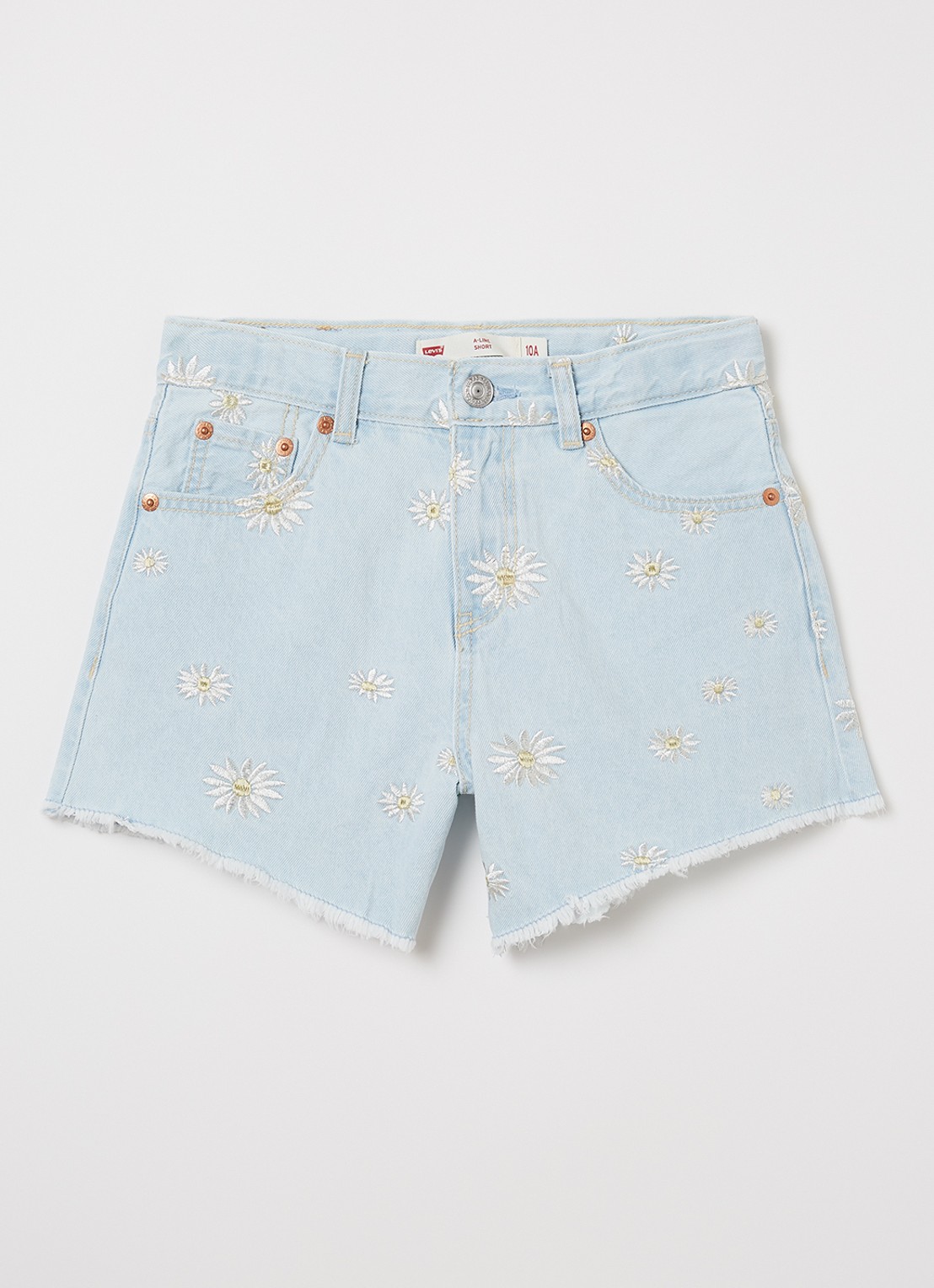 Levi's Daisy wide leg korte broek van denim - voorkant 2 indigo