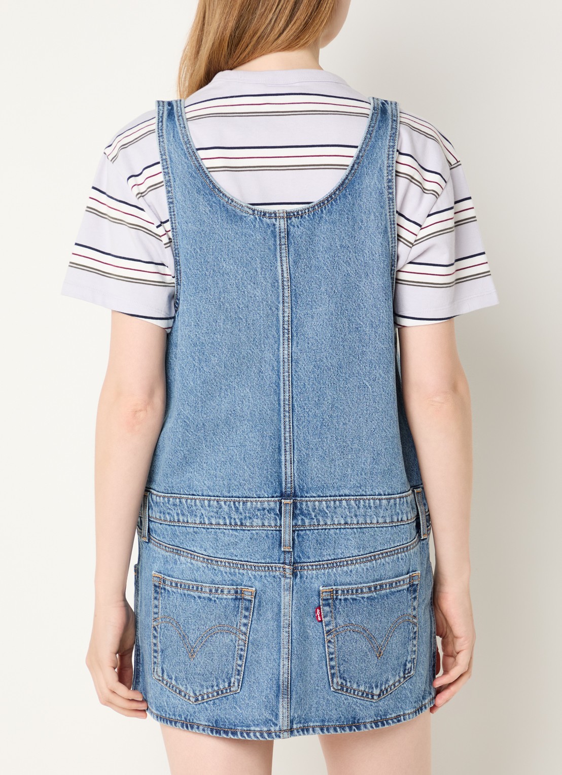Levi's Denim mini jurk met ritsdetail en steekzakken - achterkant indigo