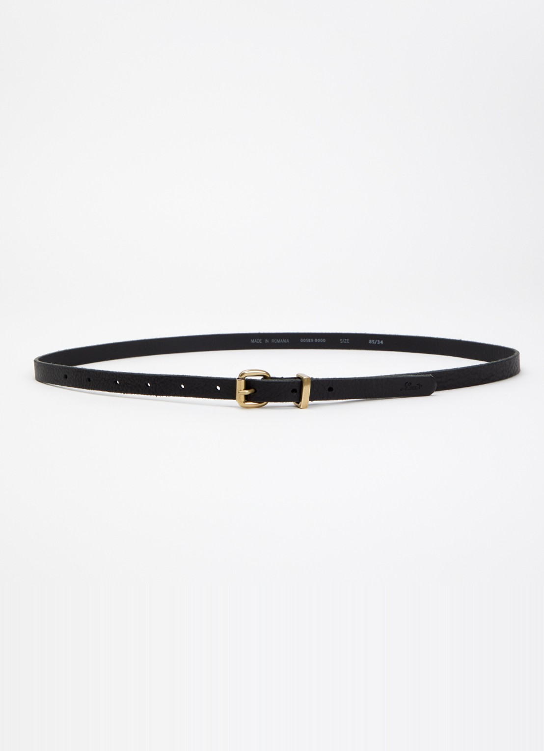 Levi's Dillon Narrow riem van leer  - voorkant 2 zwart
