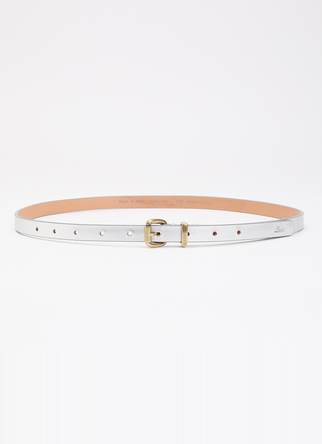 Levi's Dillon riem van leer met metallic finish - voorkant 2 zilver