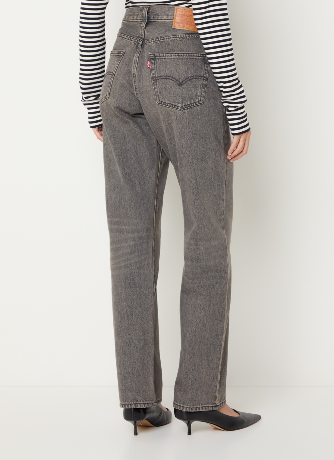 Levi's Don't Doubt high waist straight leg jeans met gekleurde wassing - achterkant 3 grijs