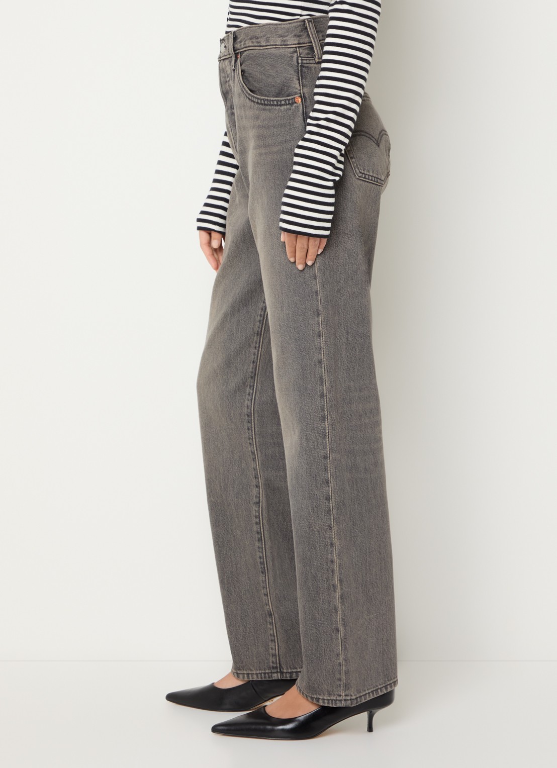 Levi's Don't Doubt high waist straight leg jeans met gekleurde wassing - detail 2 grijs