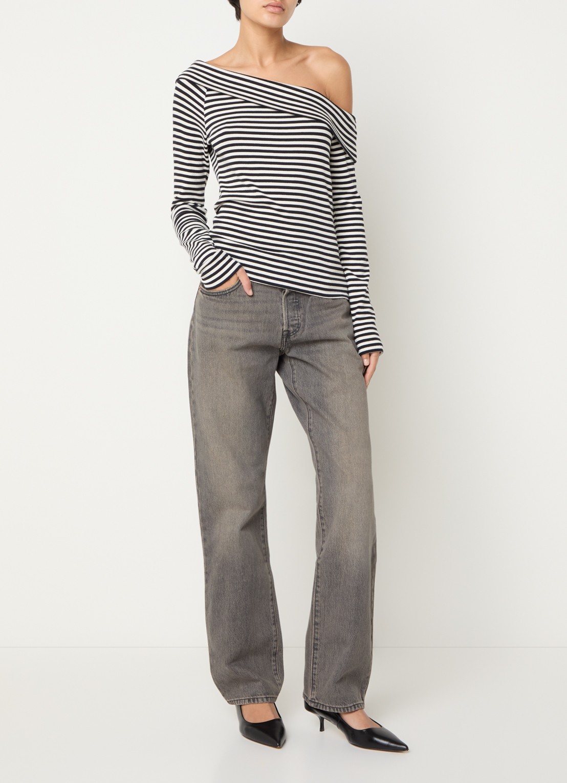 Levi's Don't Doubt high waist straight leg jeans met gekleurde wassing - voorkant 5 grijs