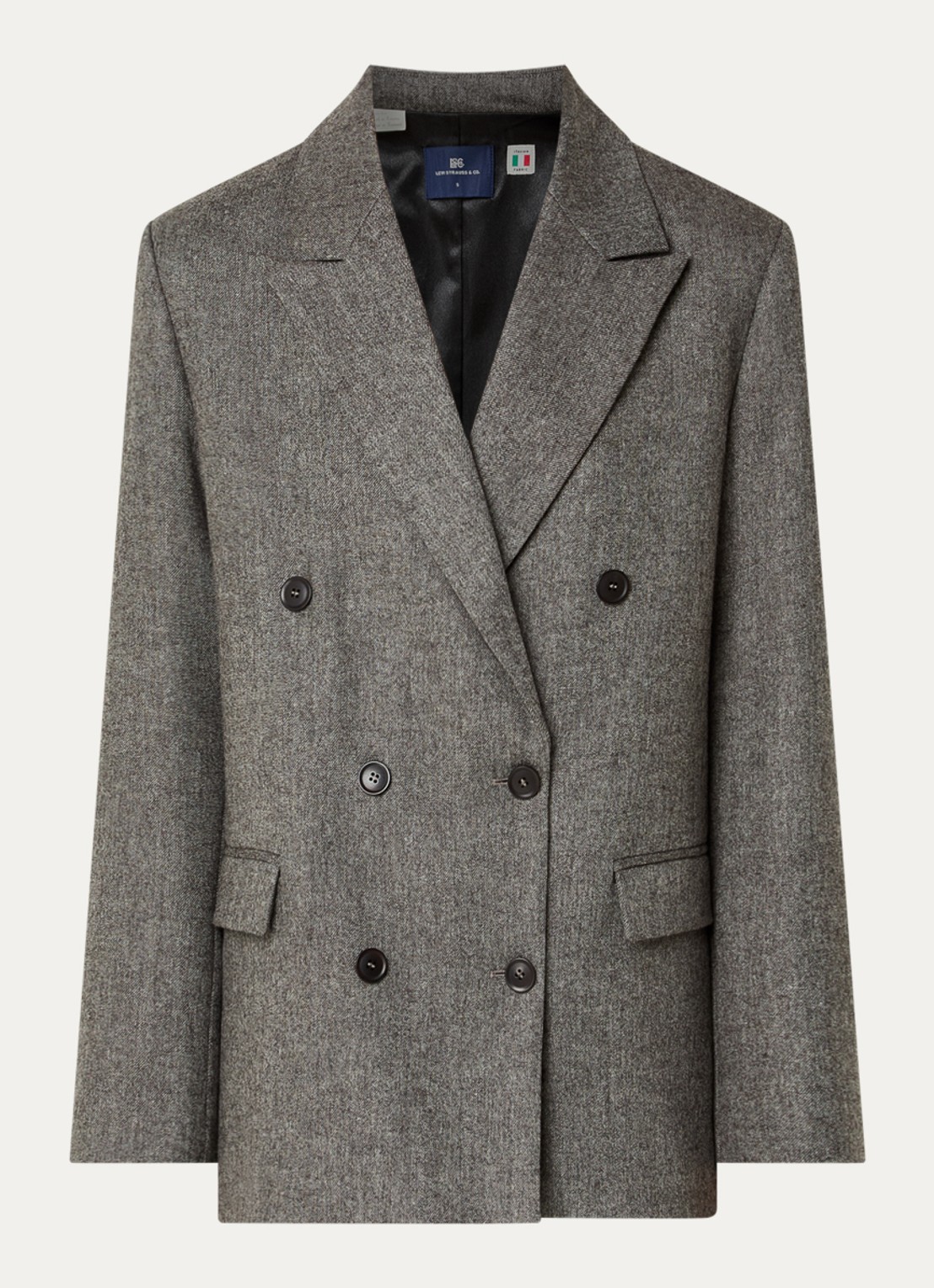 Levi's Double-breasted blazer in wolblend met klepzakken - voorkant 3 bruin