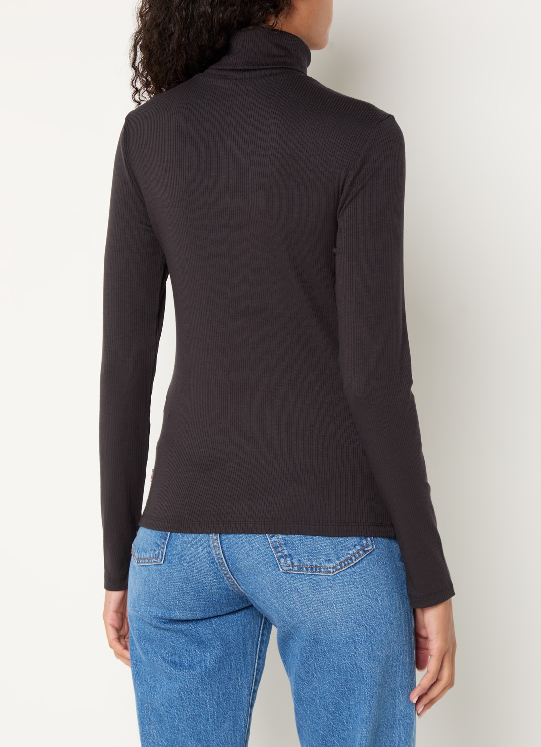 Levi's Dreamy ribgebreide longsleeve met col  - achterkant 4 zwart