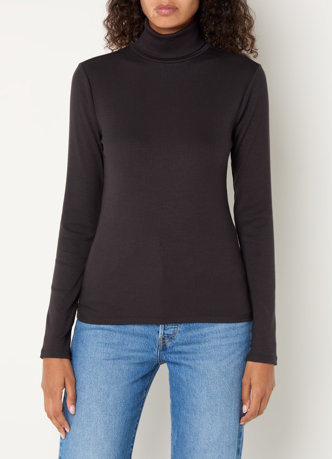 Levi's Dreamy ribgebreide longsleeve met col  - detail 3 zwart