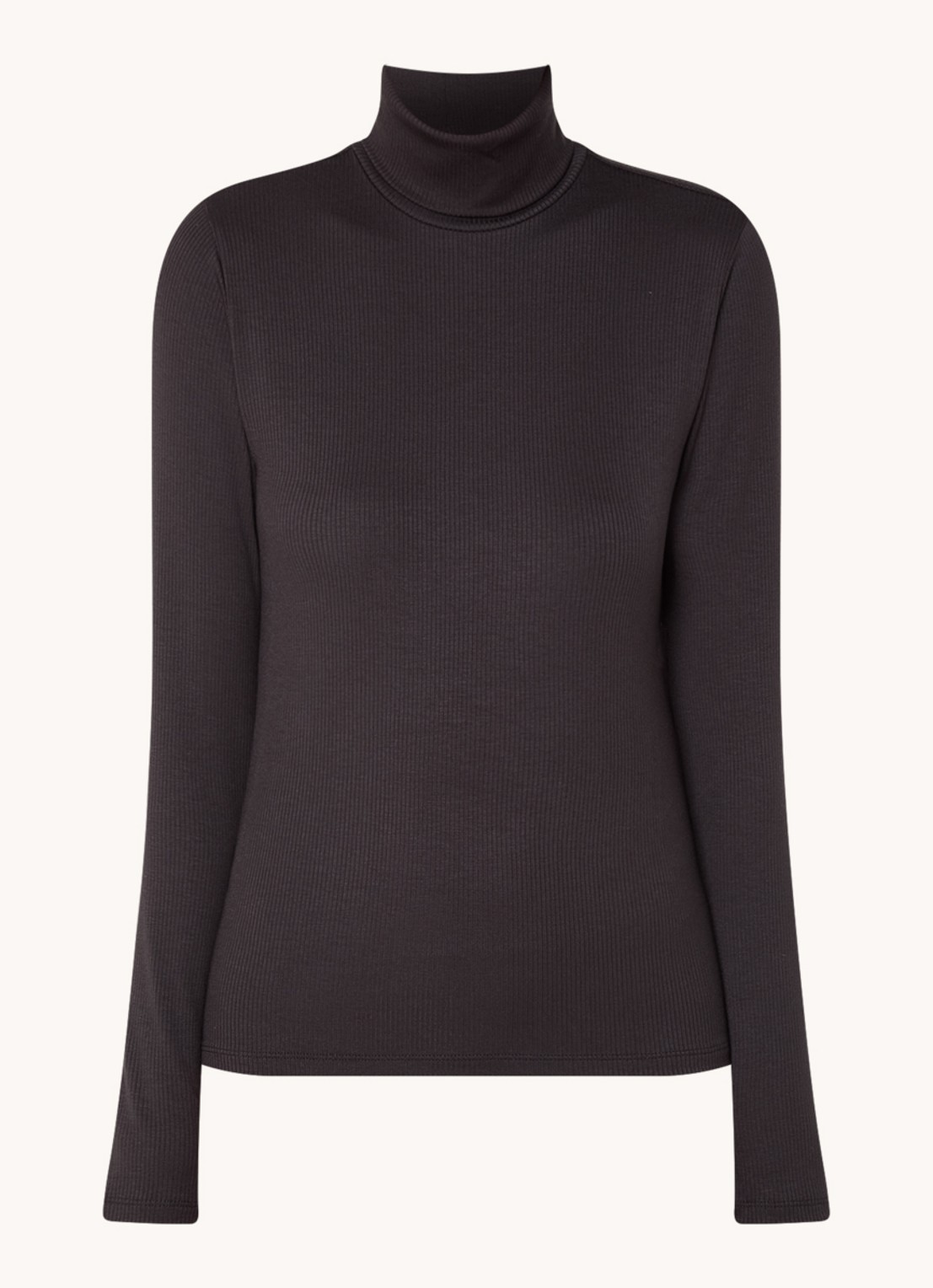 Levi's Dreamy ribgebreide longsleeve met col  - voorkant zwart