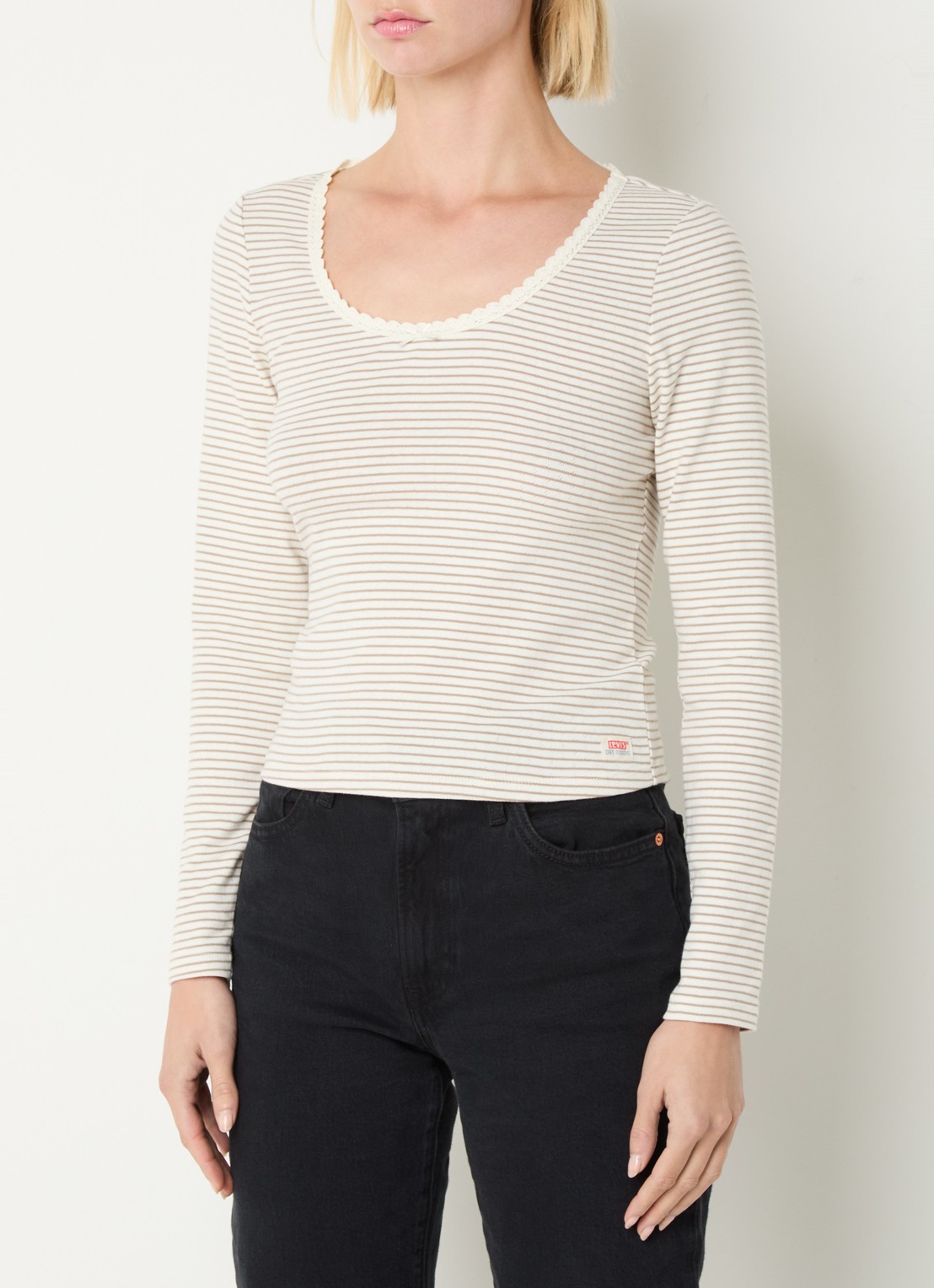 Levi's Dry Goods longsleeve met streepprint - detail 4 beige