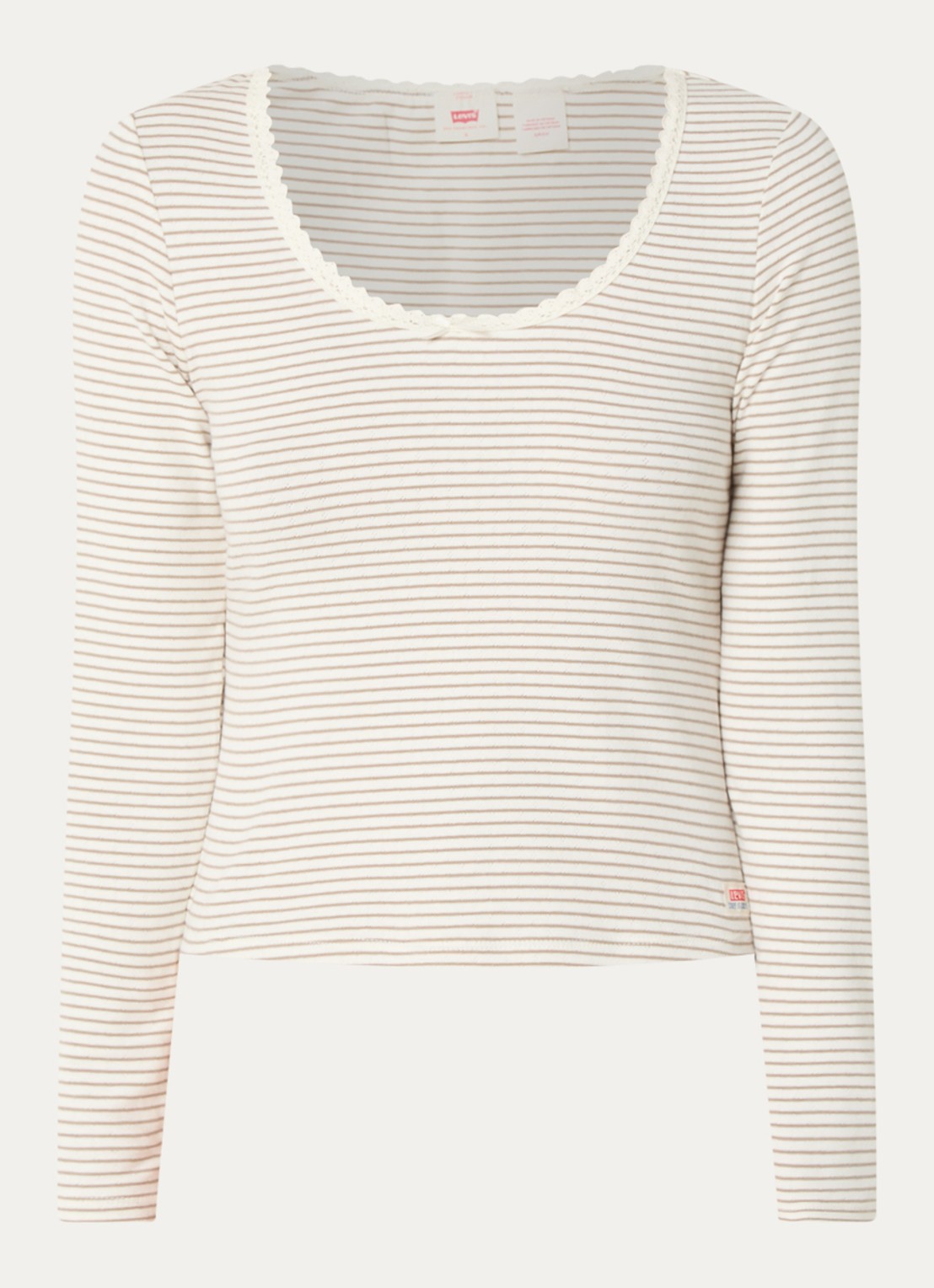 Levi's Dry Goods longsleeve met streepprint - voorkant beige
