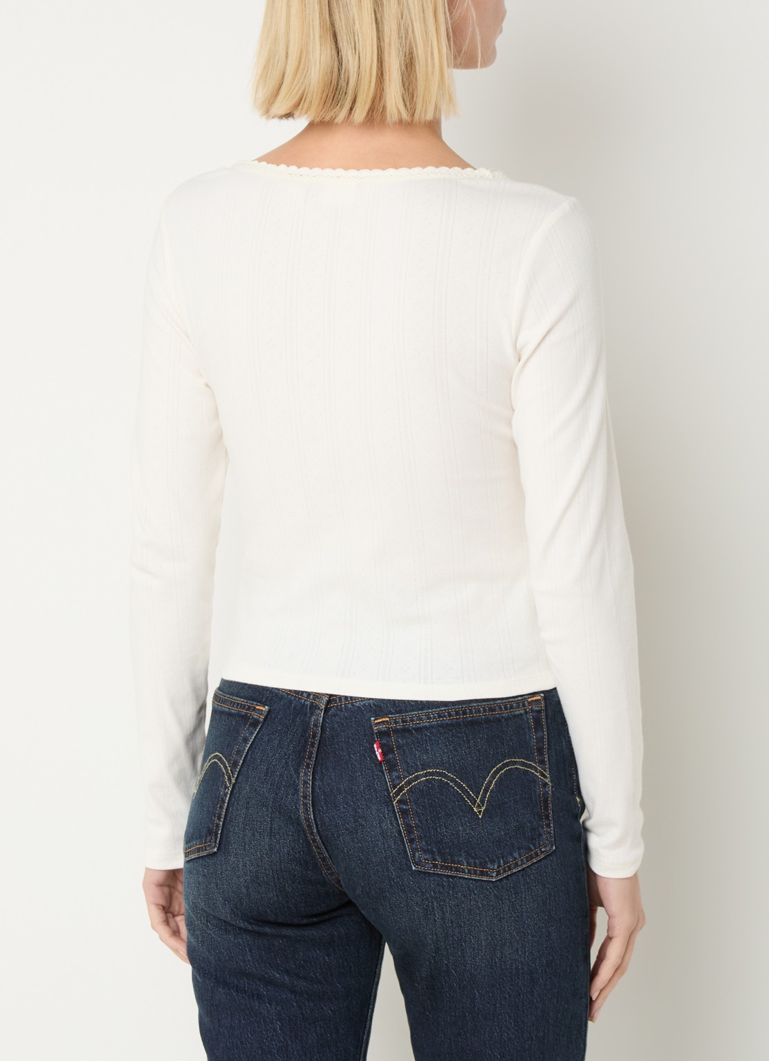 Levi's Dry Goods longsleeve met structuur - achterkant 3 wit