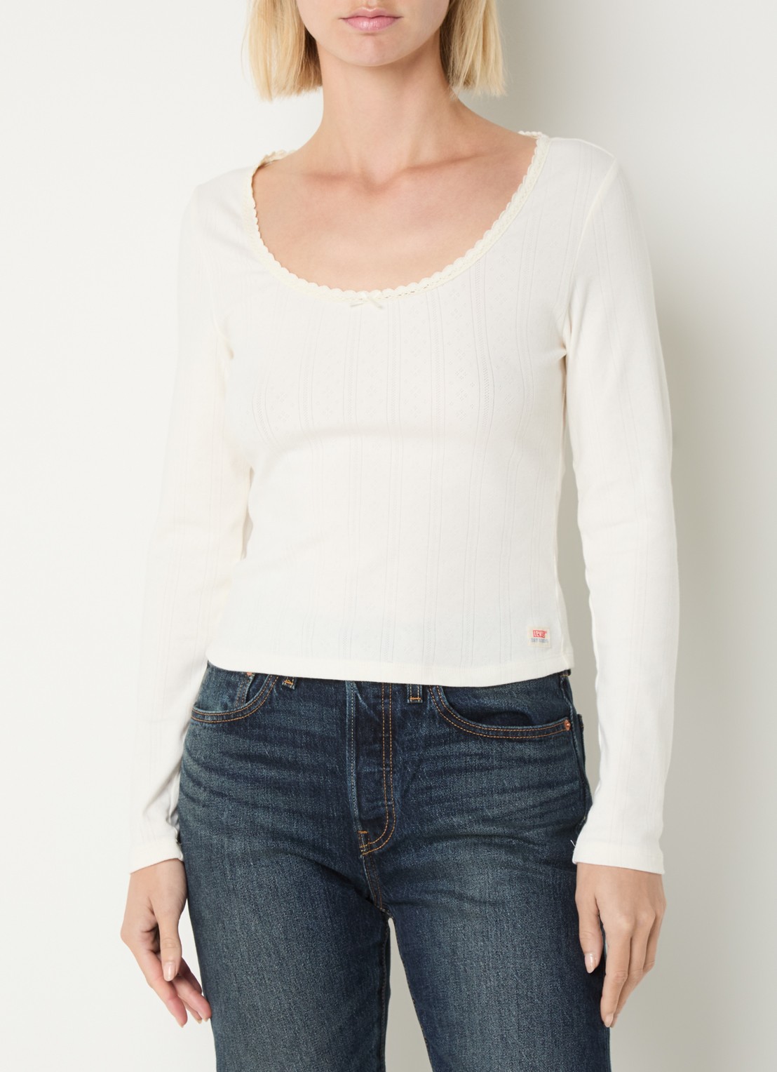 Levi's Dry Goods longsleeve met structuur - detail 4 wit