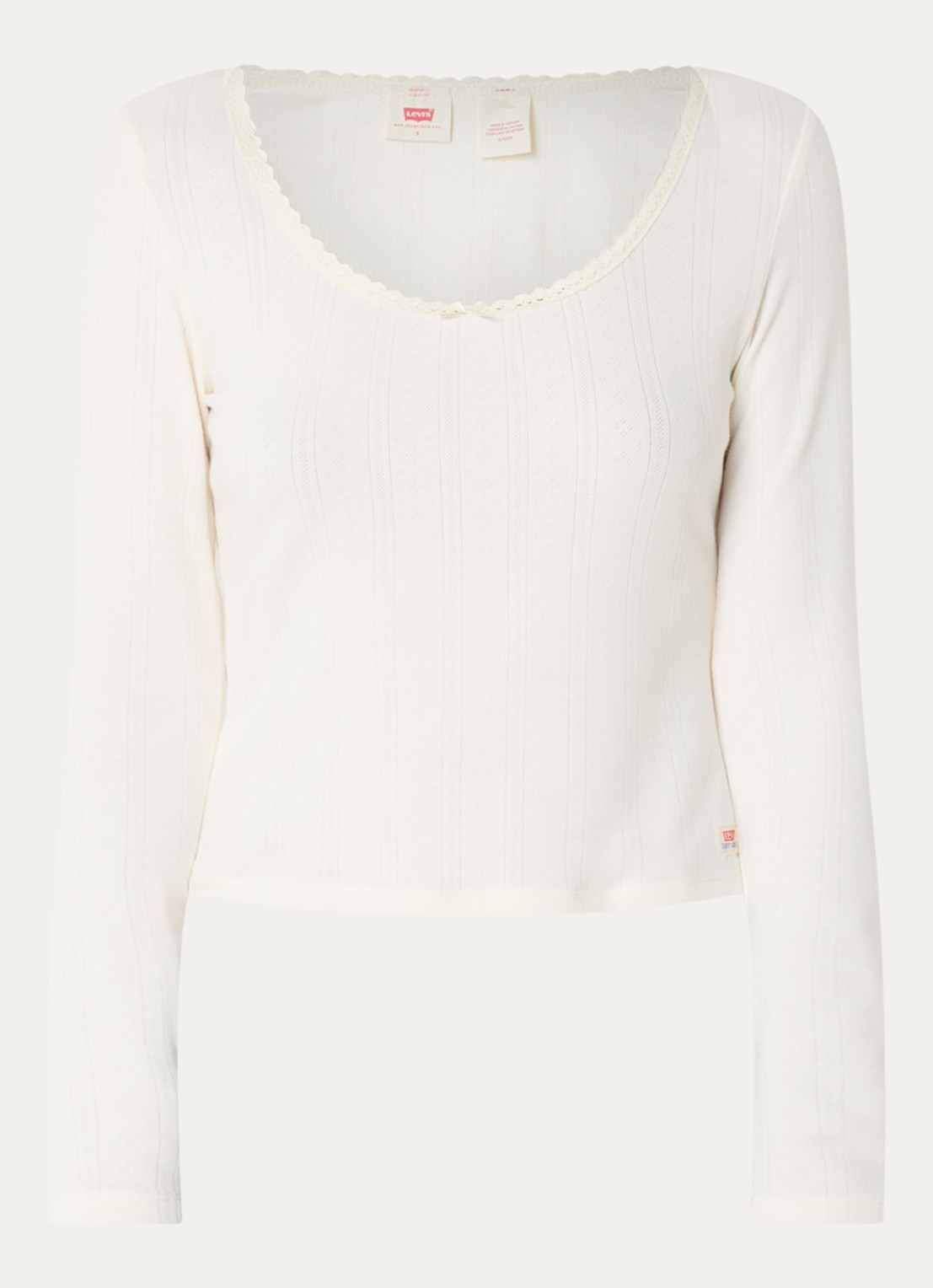 Levi's Dry Goods longsleeve met structuur - voorkant wit