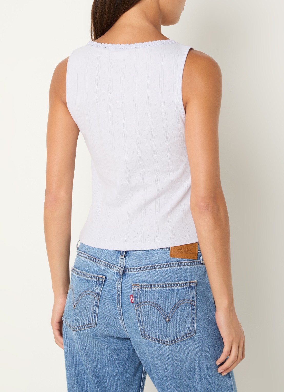 Levi's Dry Goods Pointelle tanktop met strikdetail  - achterkant 4 lavendel
