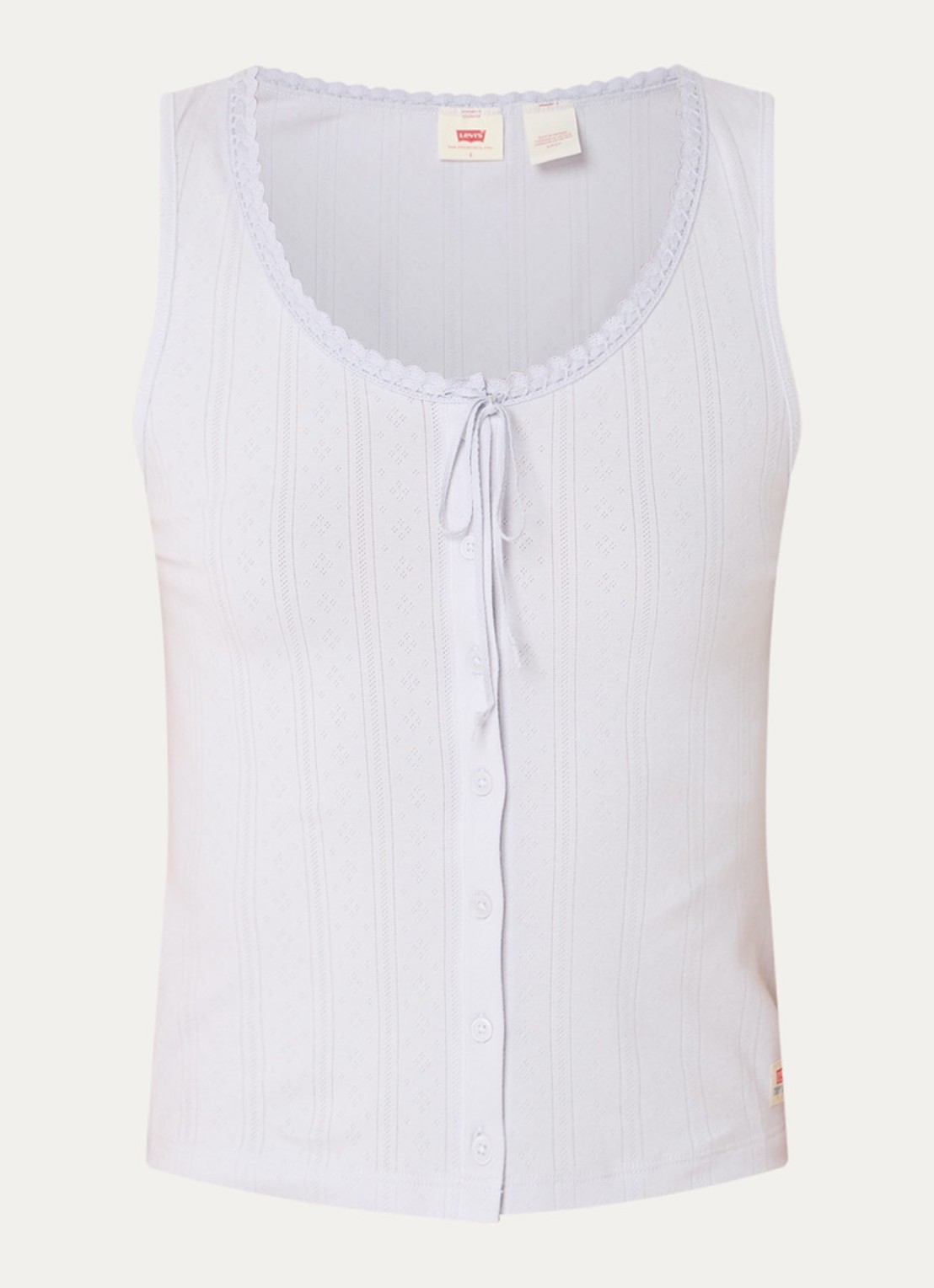 Levi's Dry Goods Pointelle tanktop met strikdetail  - voorkant lavendel