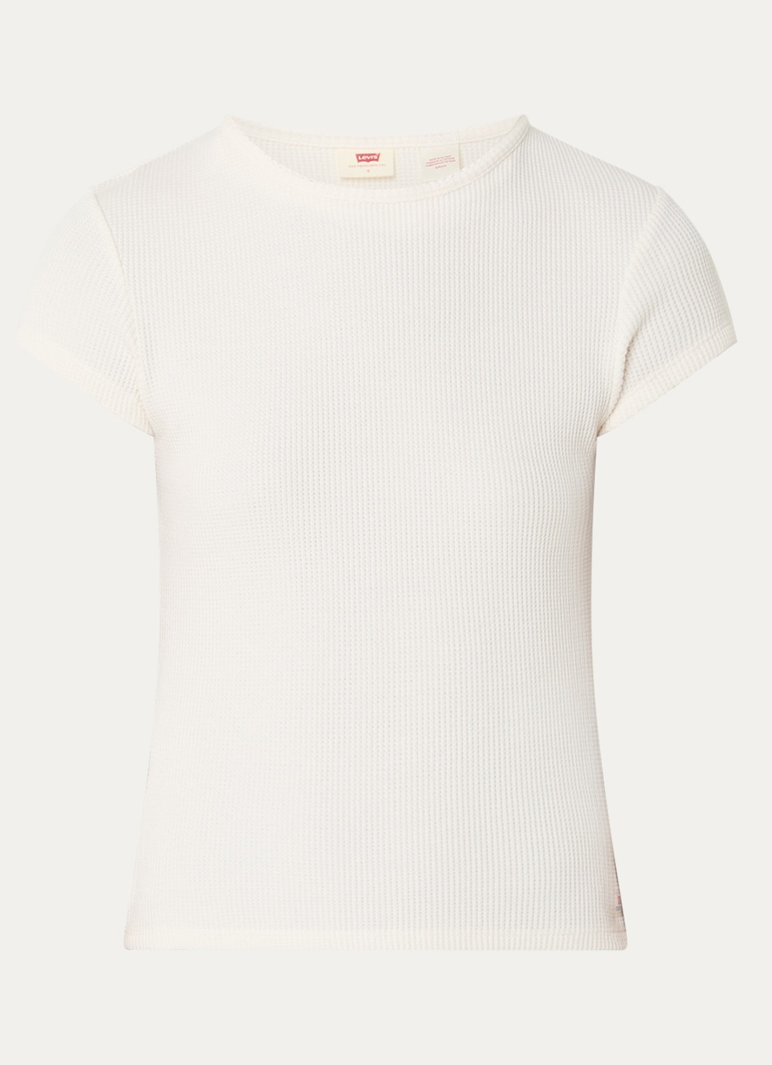 Levi's Dry Goods Waffle T-shirt met ribstructuur - voorkant 3 wit