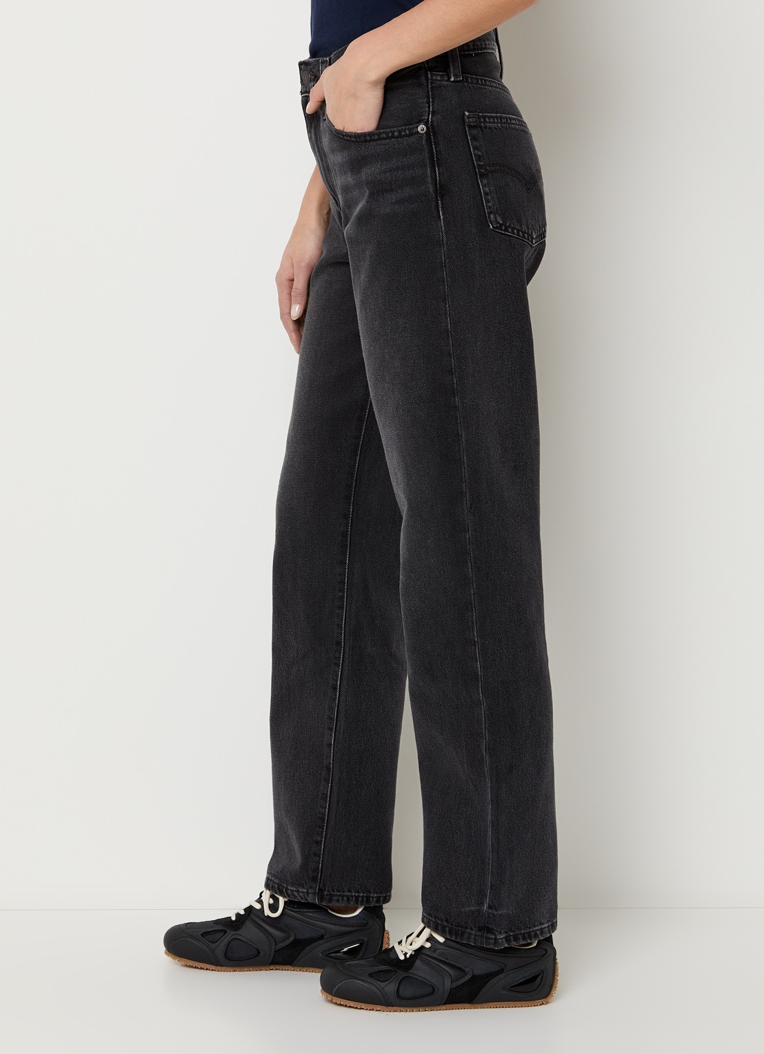 Levi's Easy Dad high waist straight leg jeans met gekleurde wassing - detail 4 zwart