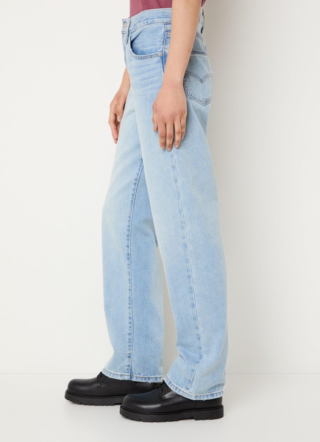 Levi's Easy Dad high waist straight leg jeans met lichte wassing - detail 5 indigo