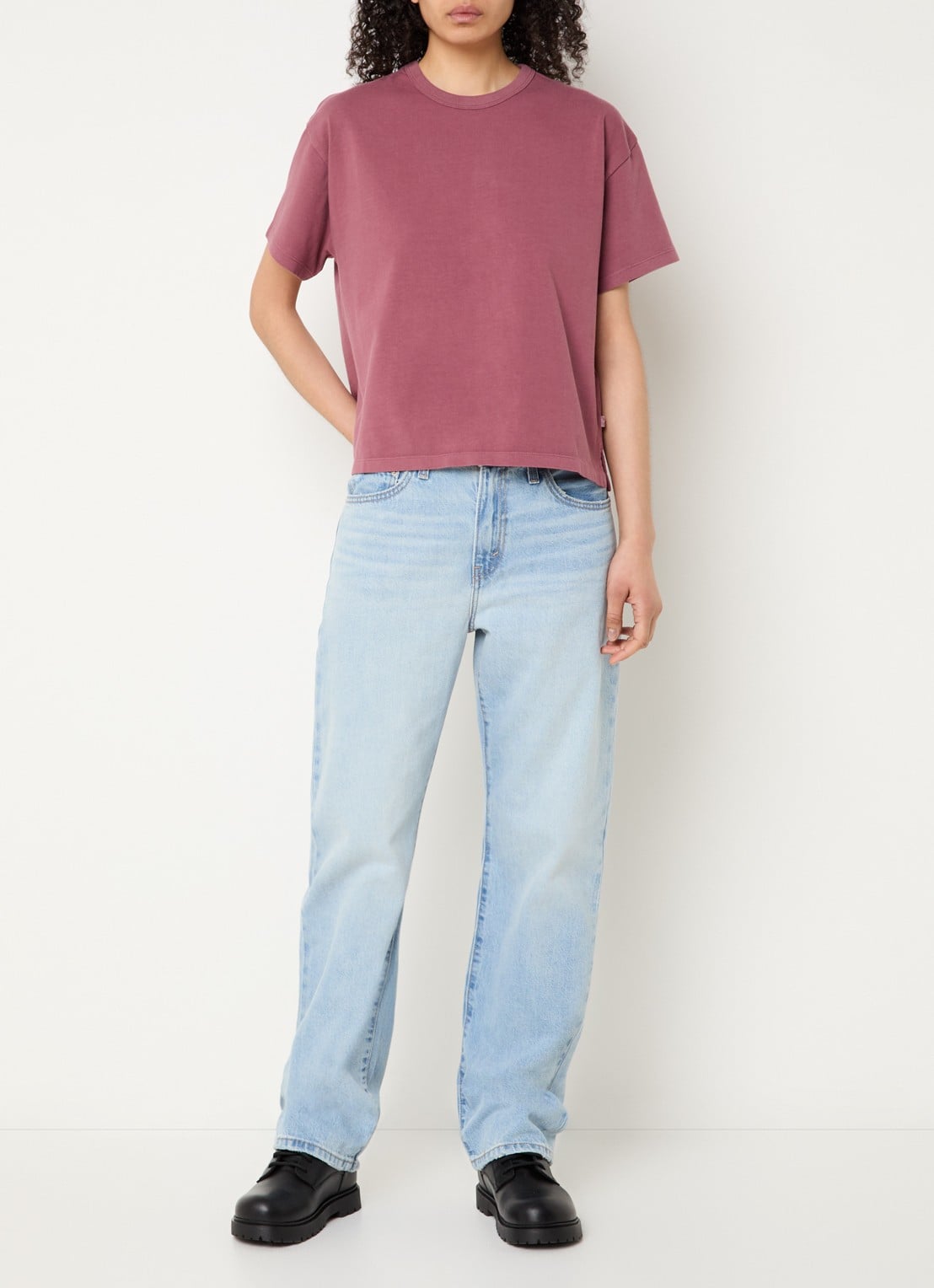 Levi's Easy Dad high waist straight leg jeans met lichte wassing - voorkant 3 indigo