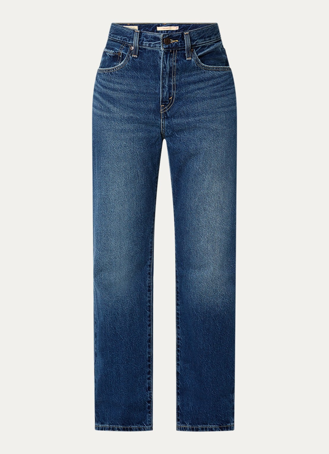 Levi's Easy Dad high waist straight leg jeans met medium wassing - voorkant indigo
