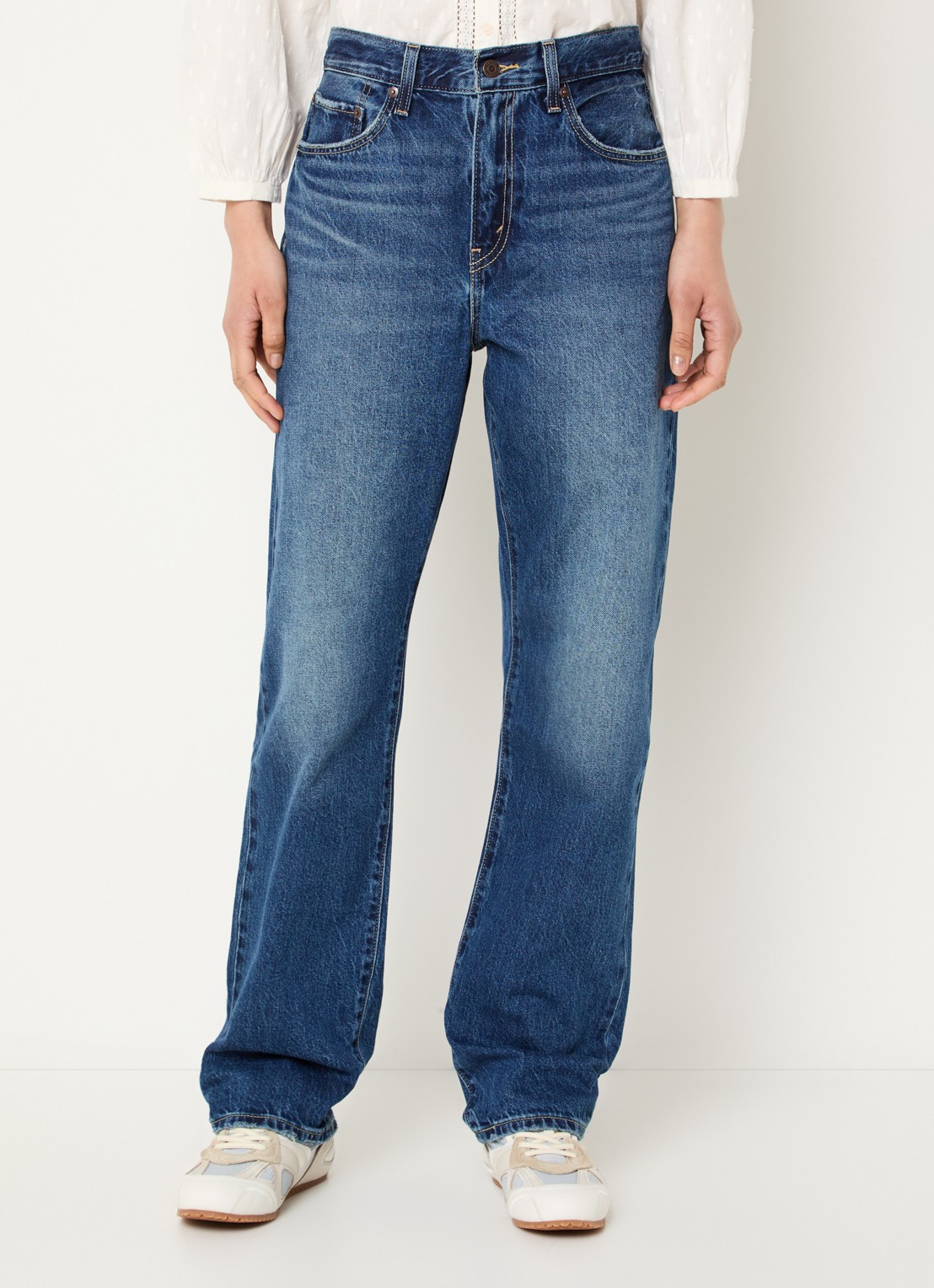 Levi's Easy Dad high waist straight leg jeans met medium wassing - detail 6 indigo