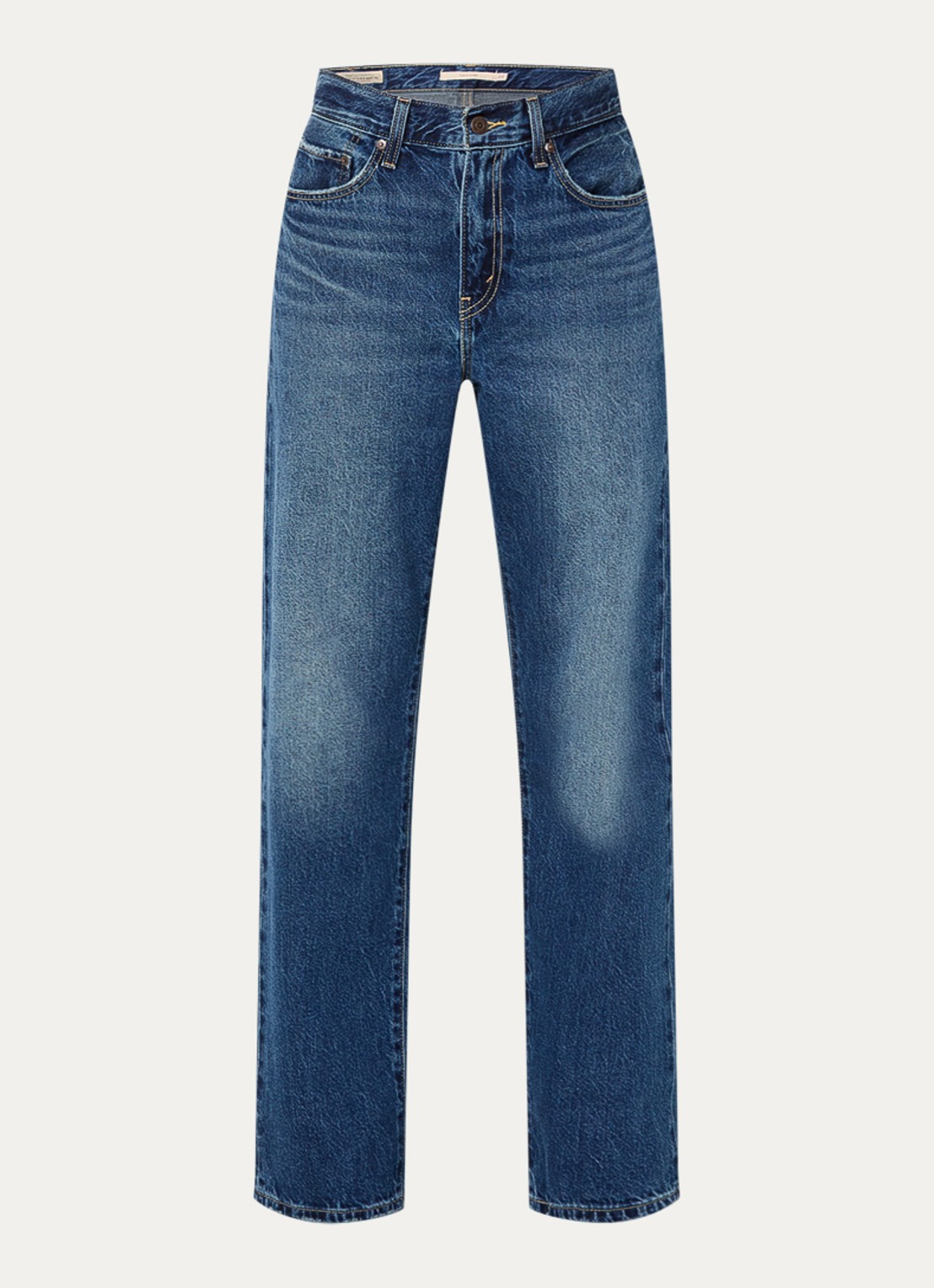 Levi's Easy Dad high waist straight leg jeans met medium wassing - voorkant 3 indigo