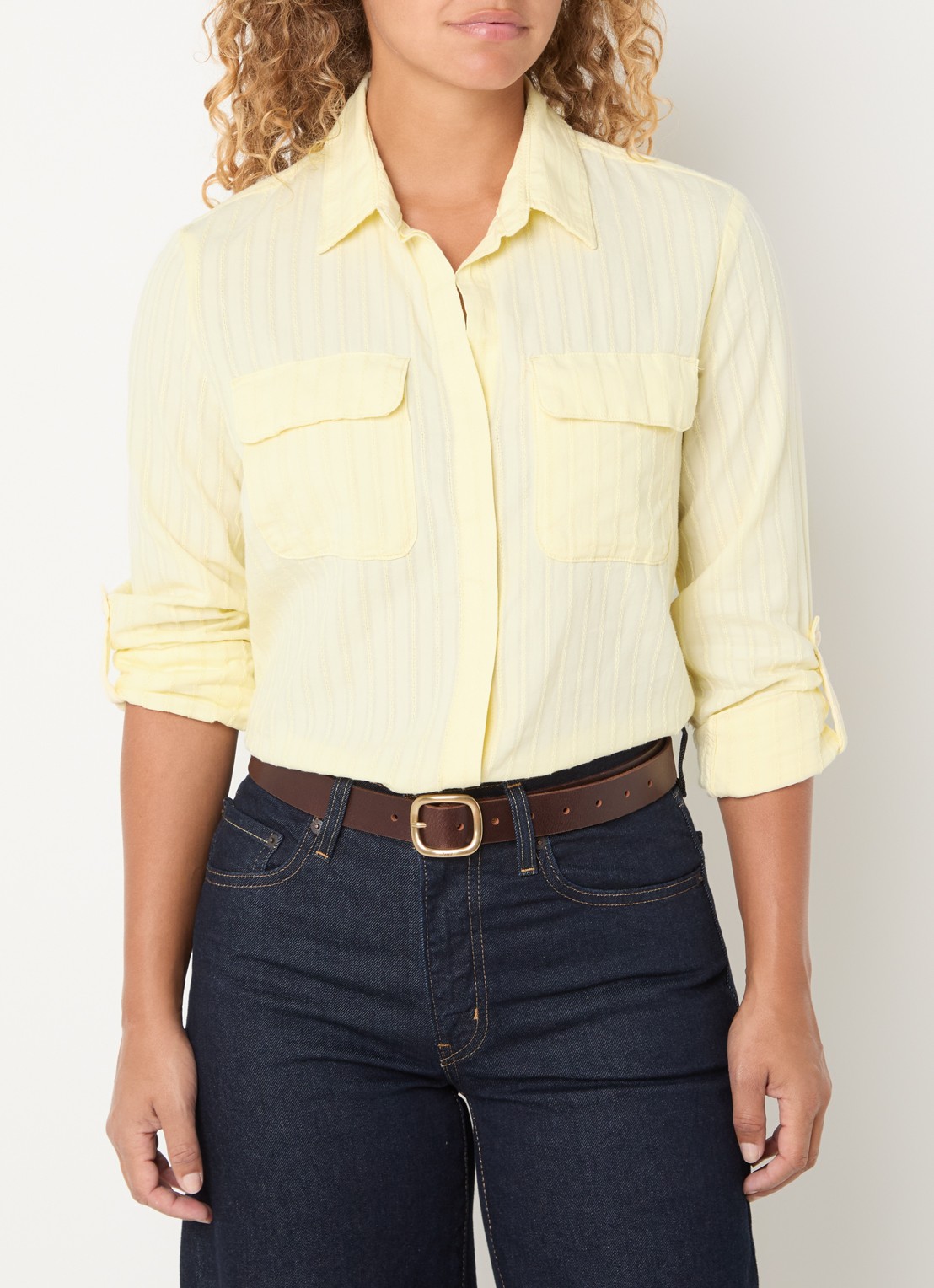 Levi's Elaine blouse met borstzakken en borduring - detail 4 lichtgeel