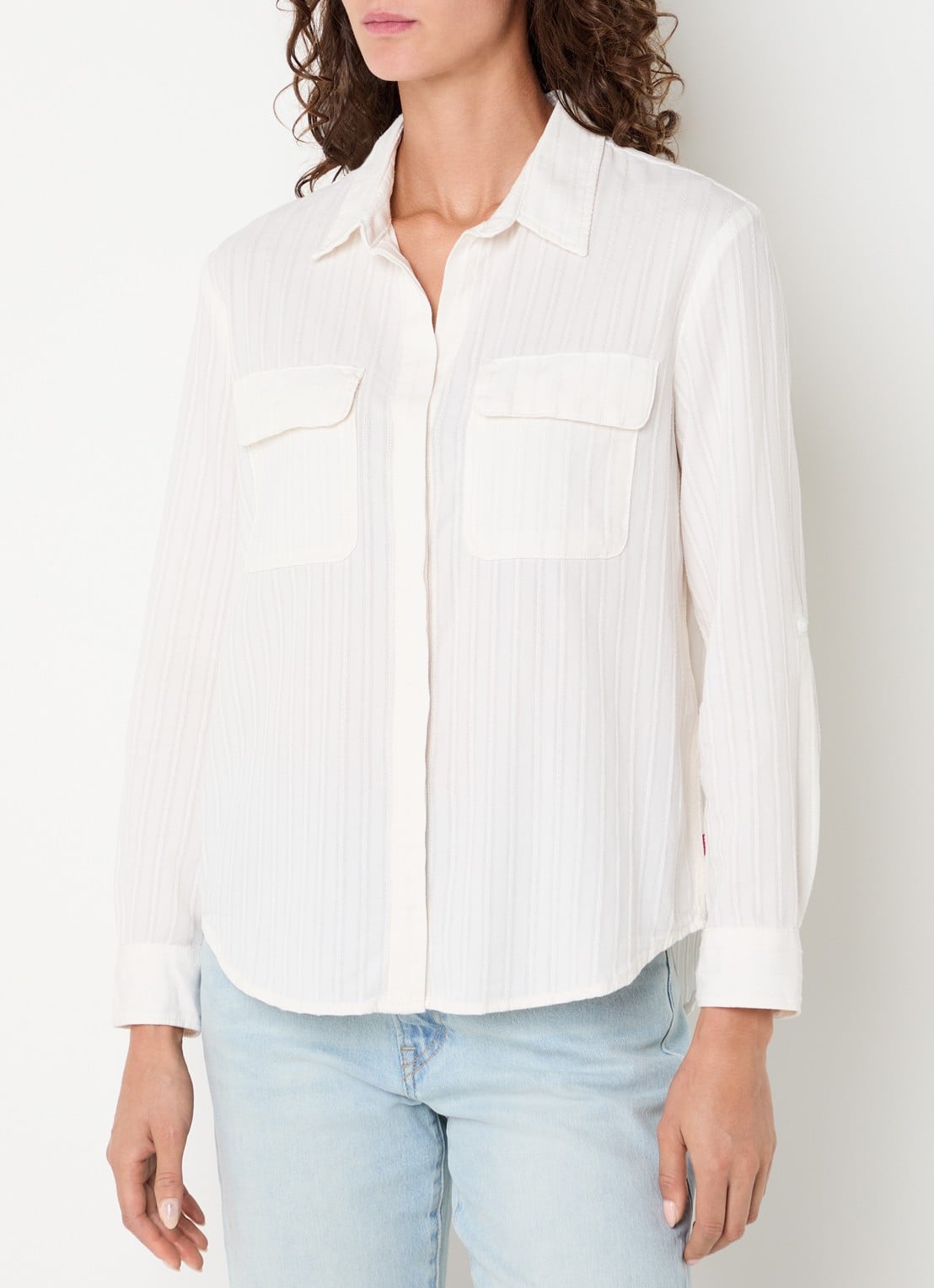 Levi's Elaine blouse met borstzakken - detail gebroken wit