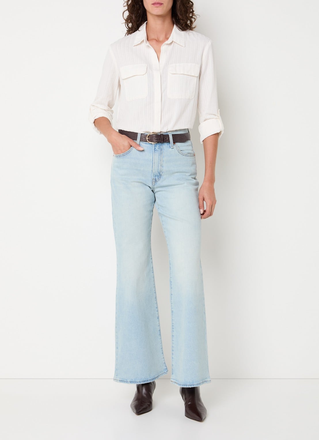 Levi's Elaine blouse met borstzakken - voorkant 4 gebroken wit