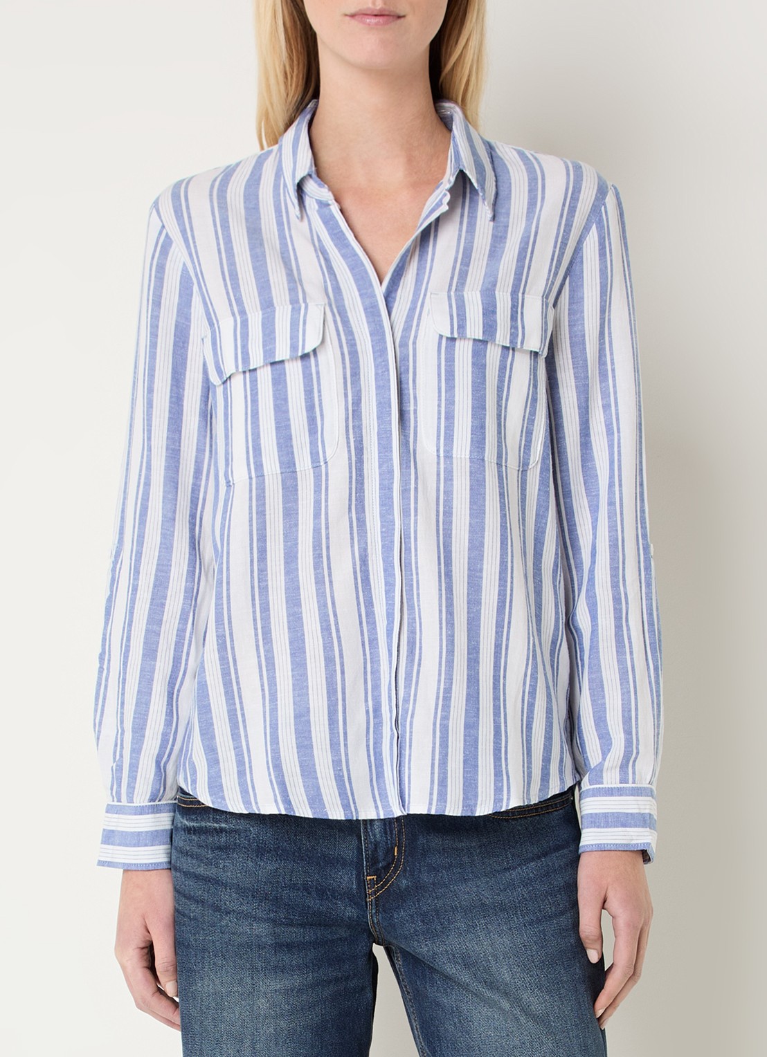 Levi's Elaine blouse met streepprint - detail blauw