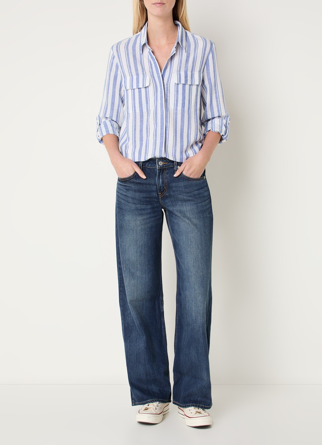 Levi's Elaine blouse met streepprint - voorkant 4 blauw